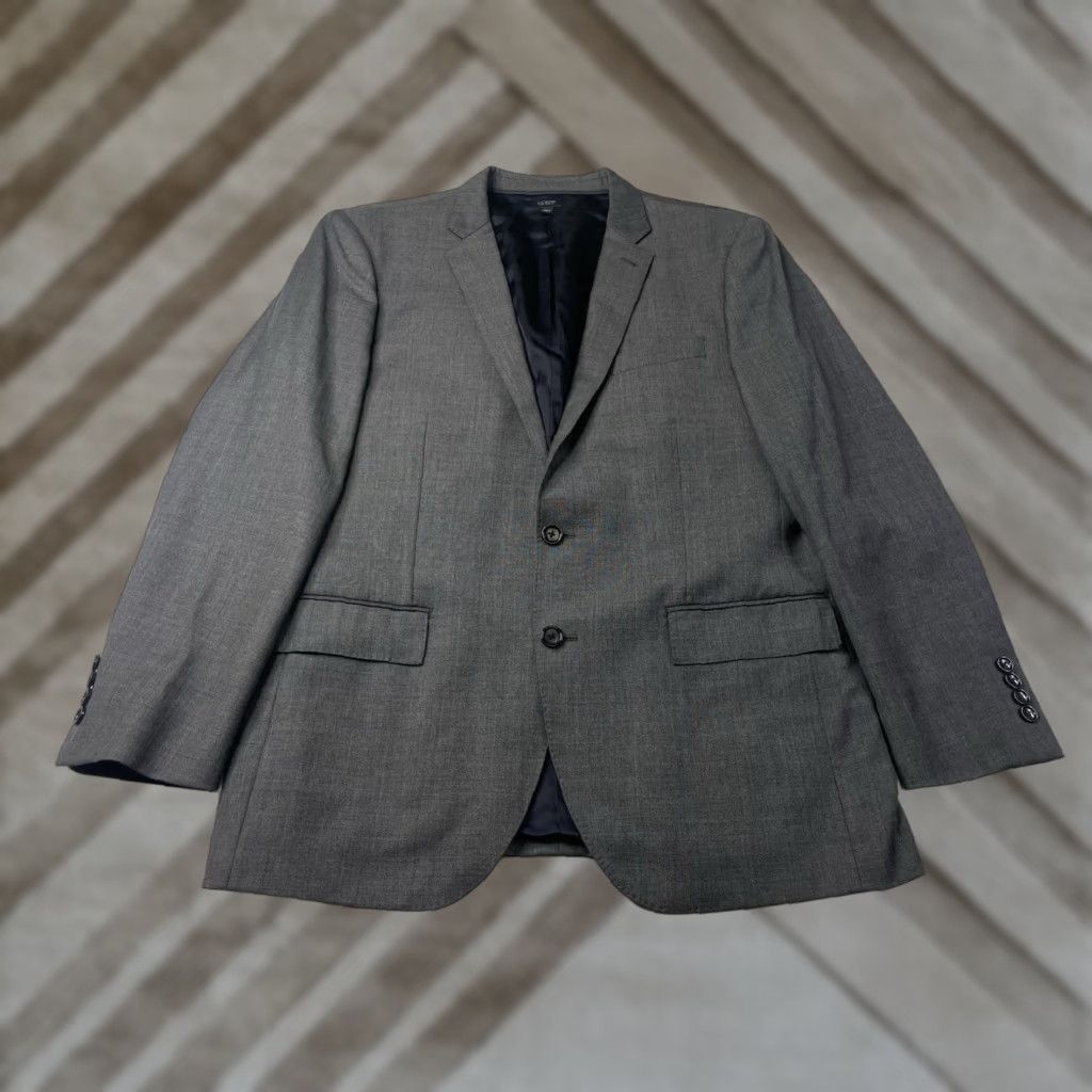 J.Crew J.CREW Blazer Mens 42R Gray Wool Italy Jacket Single-Breasted 2-Button Notch Lapel Dress/Casual XL? Size 42R - 1 Thumbnail