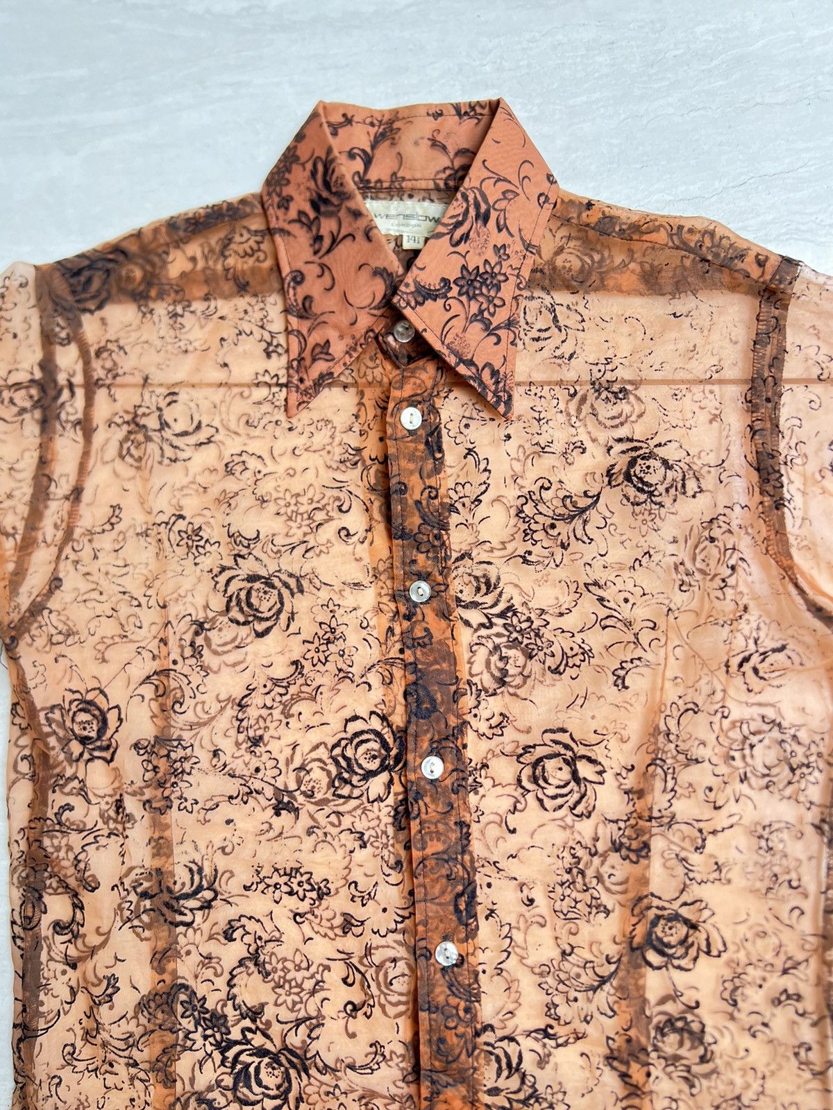 Vintage WENSLOW London Flower Motive Mesh Shirt Size US XS / EU 42 / 0 - 3 Thumbnail