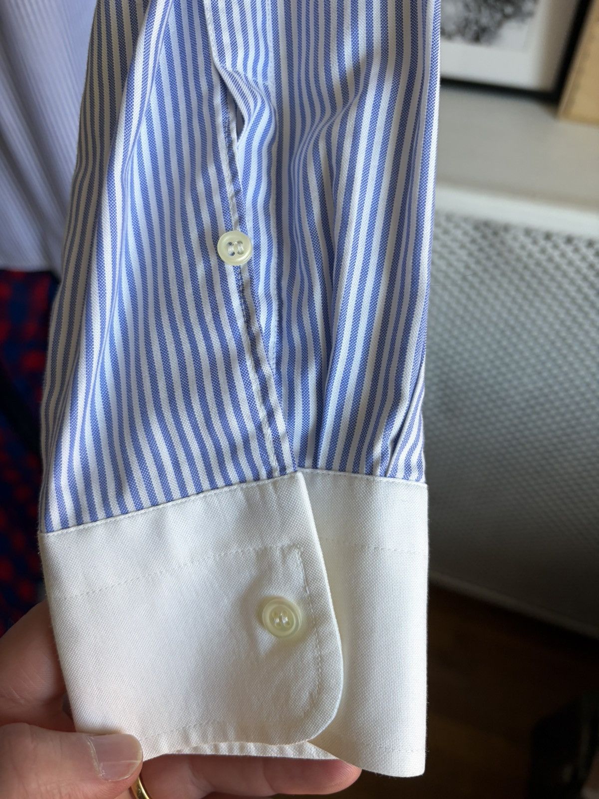 Maison Kitsune Maison Kitsuné Blue Stripe Shirt Contrast Collar & Cuffs Size US S / EU 44-46 / 1 - 5 Thumbnail