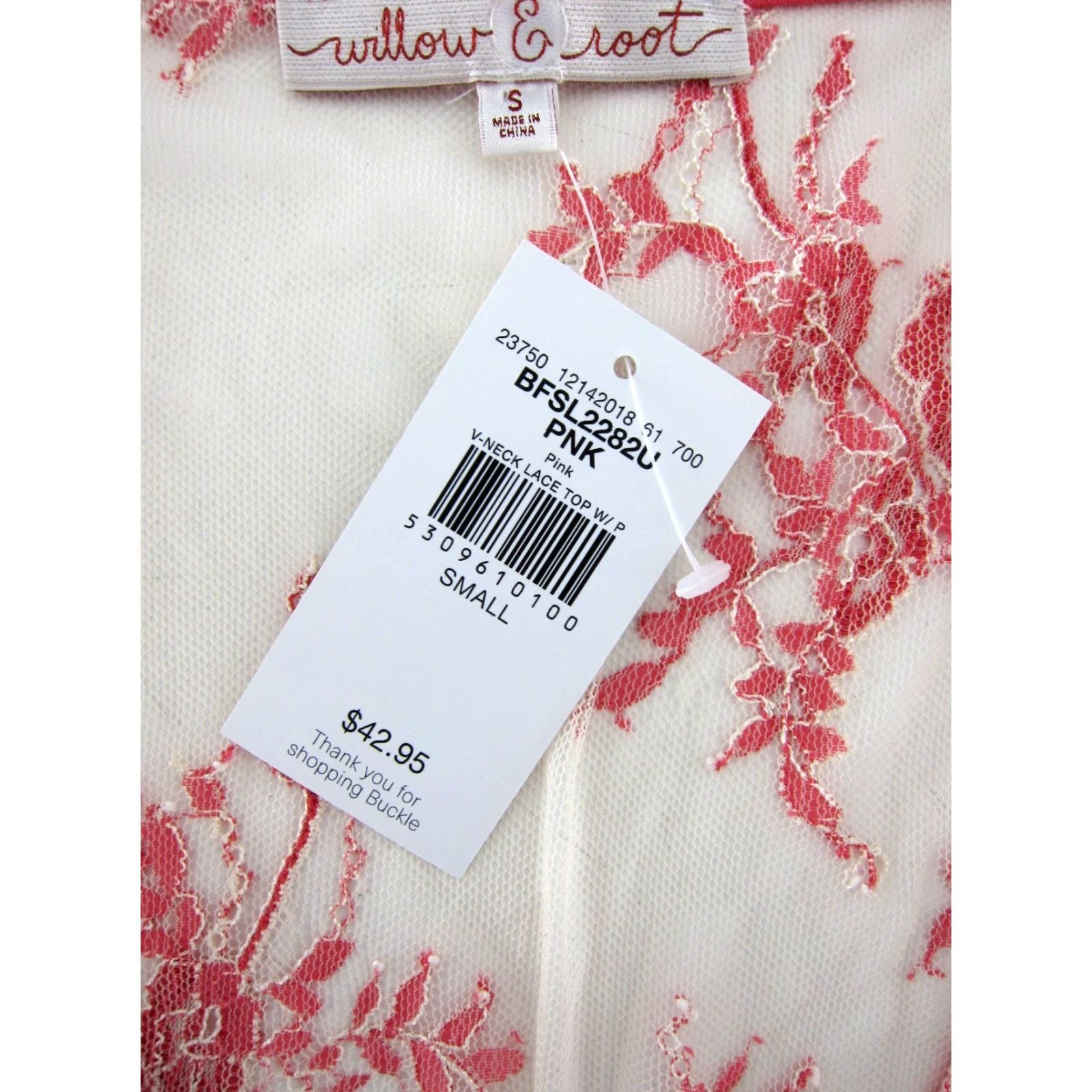 Vintage VINTAGE Willow & Root Pink Ivory Floral Embroidered Lace Long Sleeve V-Neck Blouse S Size S / US 4 / IT 40 - 3 Thumbnail