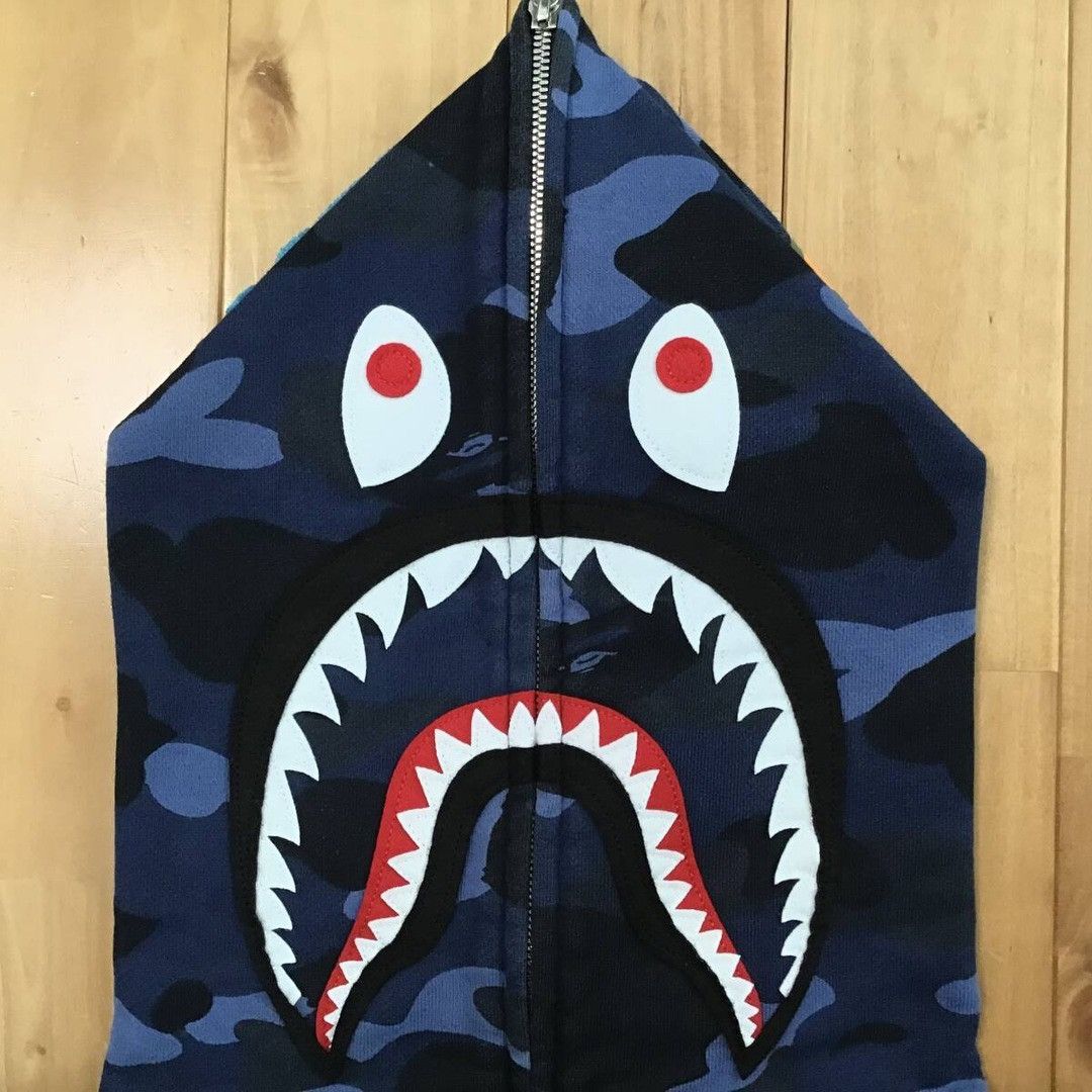 Bape 2007 BAPE Blue camo x Navy shark full zip hoodie APE NIGO Size US L / EU 52-54 / 3 - 4 Thumbnail