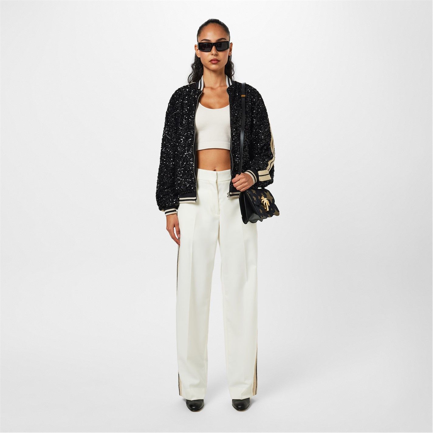 Palm Angels o1g2r1mq0325 Soiree Sequined Bomber Jacket Size M / US 6-8 / IT 42-44 - 6 Thumbnail