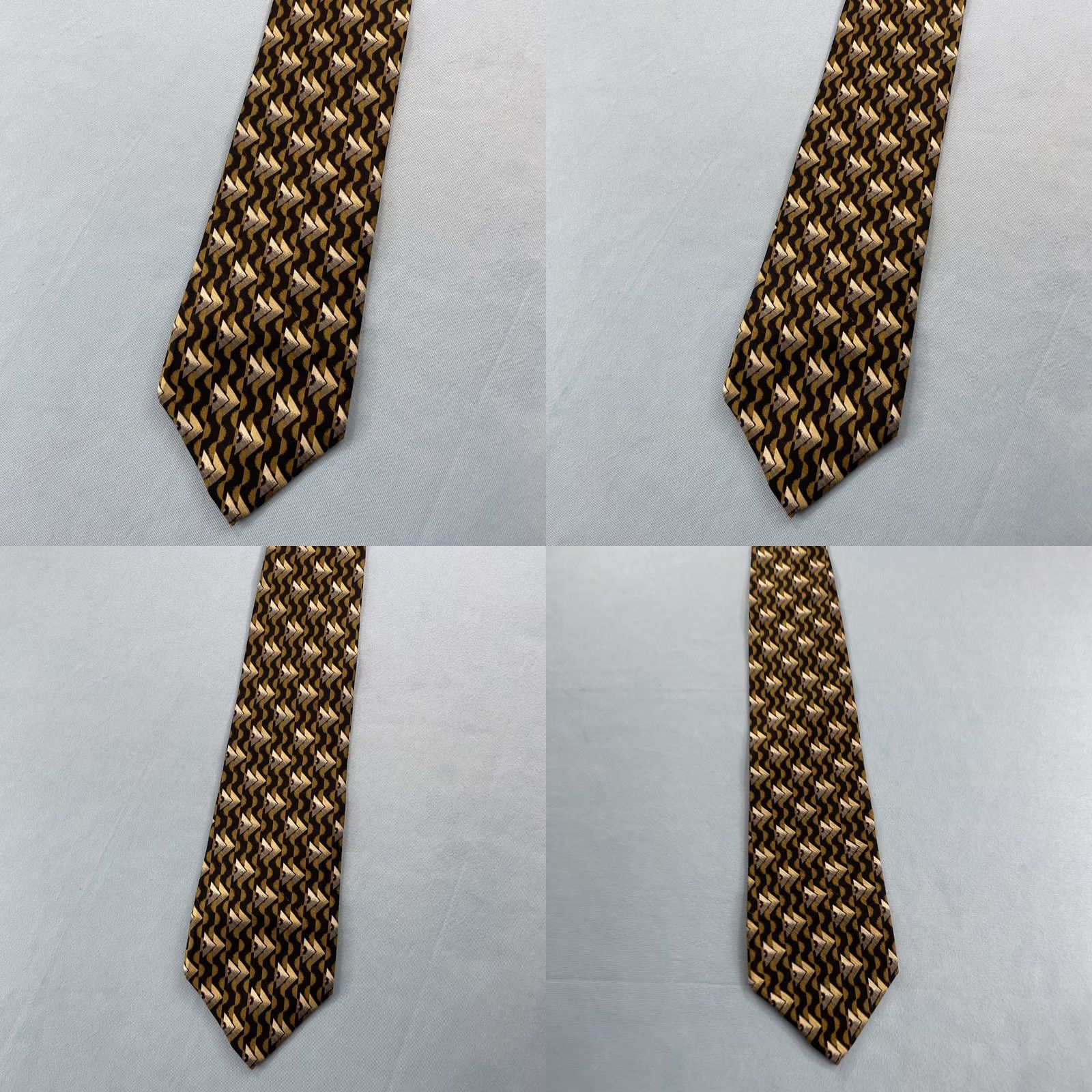 Triangl Format Japan Silk Tie Optical Abstract Deco Pyramid Triangle Yellow Black 4x59 Vintage Geometric Diamond Triangle Wide Necktie Mens 1990s 100% Silk Size ONE SIZE - 10 Thumbnail