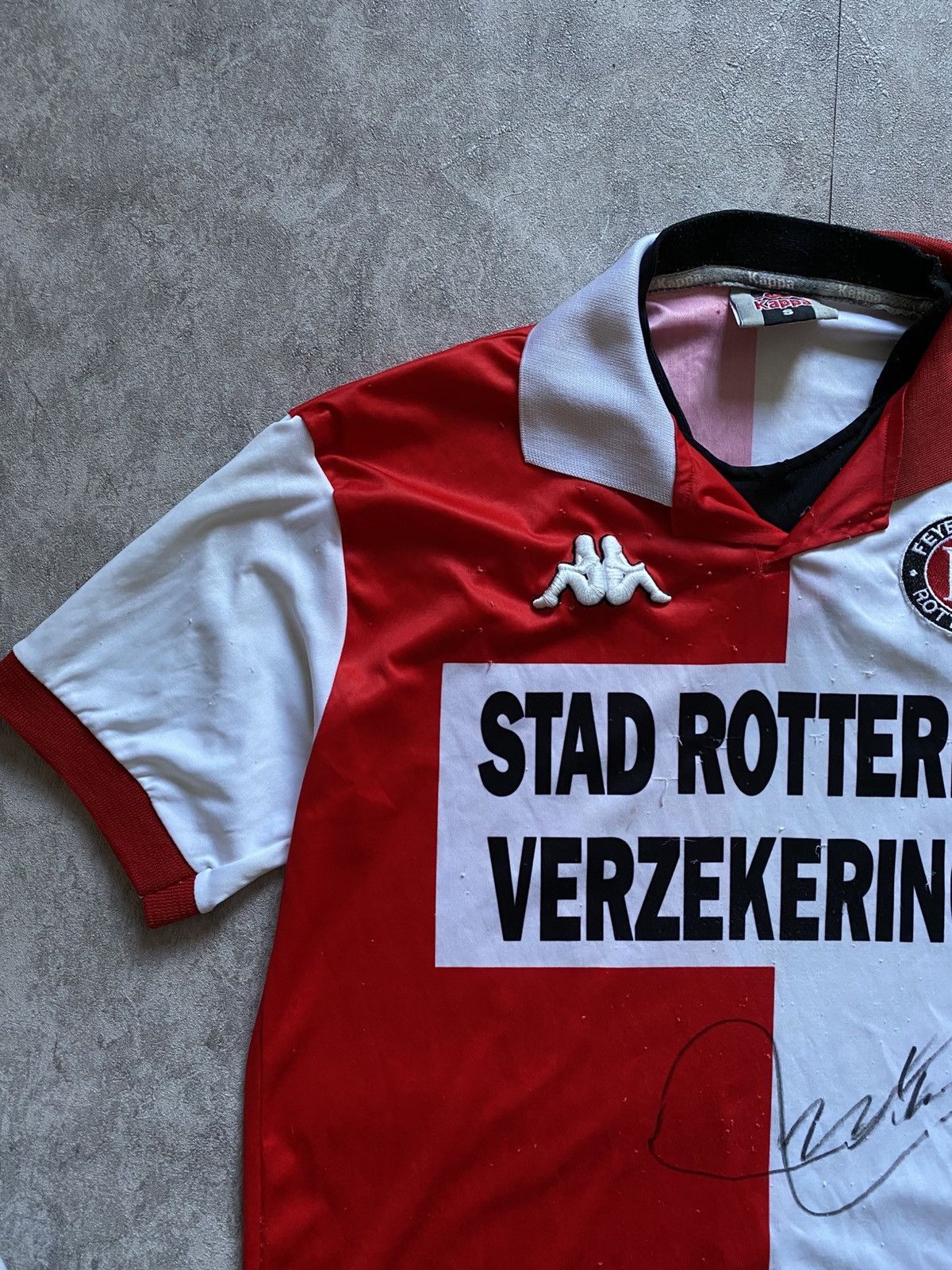 Kappa SIGNED By Dirk Kuyt 2004/05 Feyenoord Rotterdam Home Jersey Size US S / EU 44-46 / 1 - 6 Thumbnail