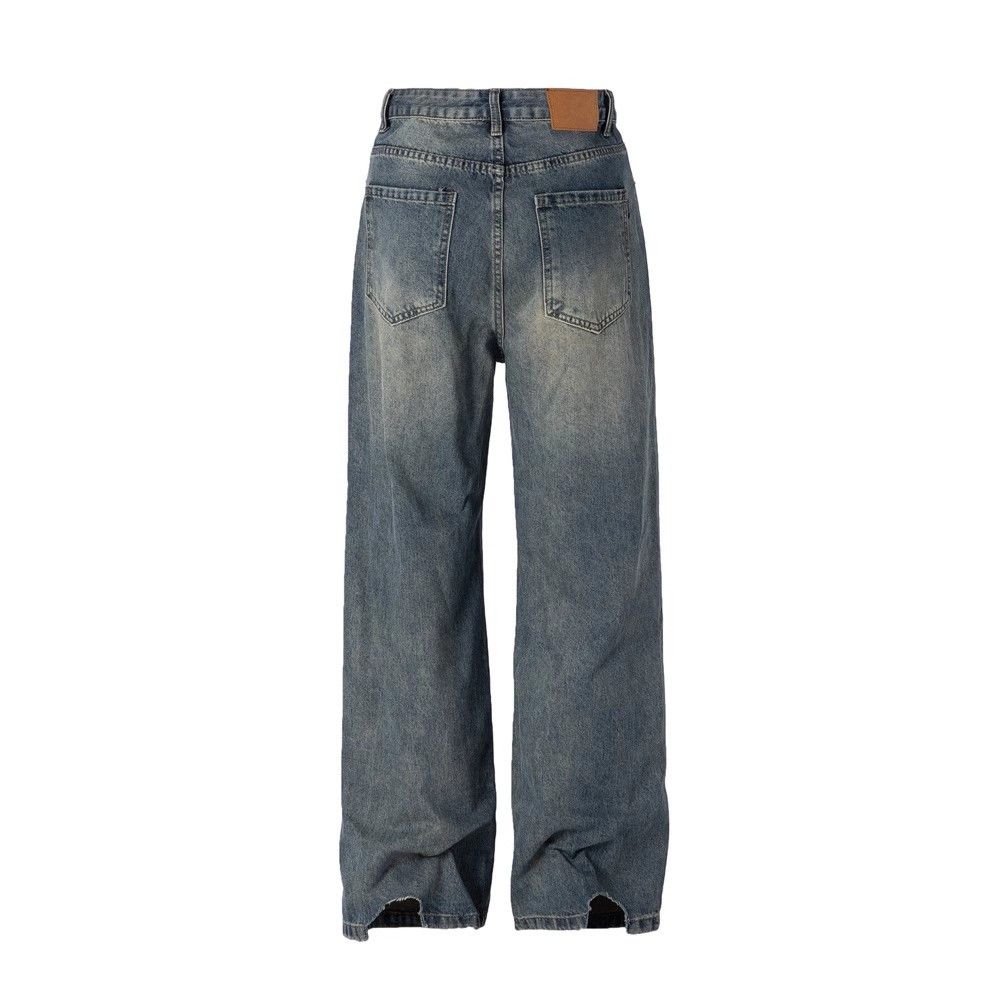 Japanese Brand × Jean American men's straight-leg distressed washed denim trousers Size US 32 / EU 48 - 2 Thumbnail