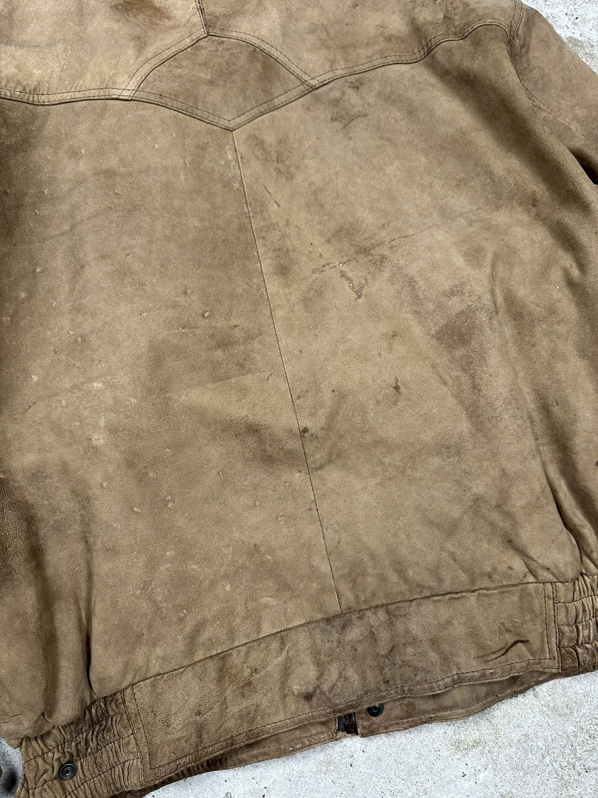 Genuine Leather × Vintage Vintage 90s Brown Distressed Utility Leather Bomber Jacket Size US L / EU 52-54 / 3 - 17 Thumbnail