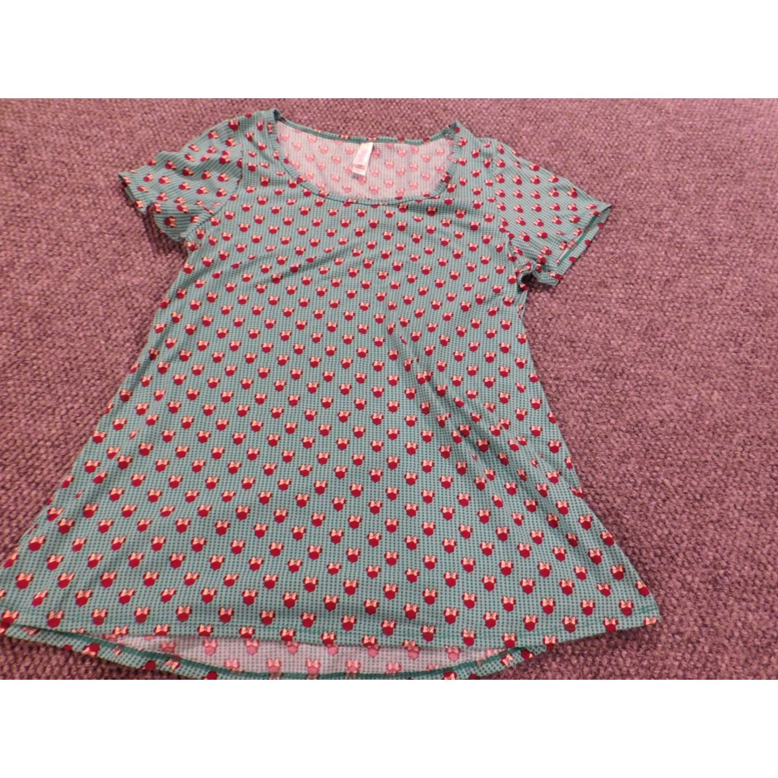 Vintage LuLaRoe Womens Shirt XS Green Pullover Knit Short Sleeve Geometric Pattern Regular Pocket Collared Button-Down Size XS / US 0-2 / IT 36-38 - 2 Thumbnail