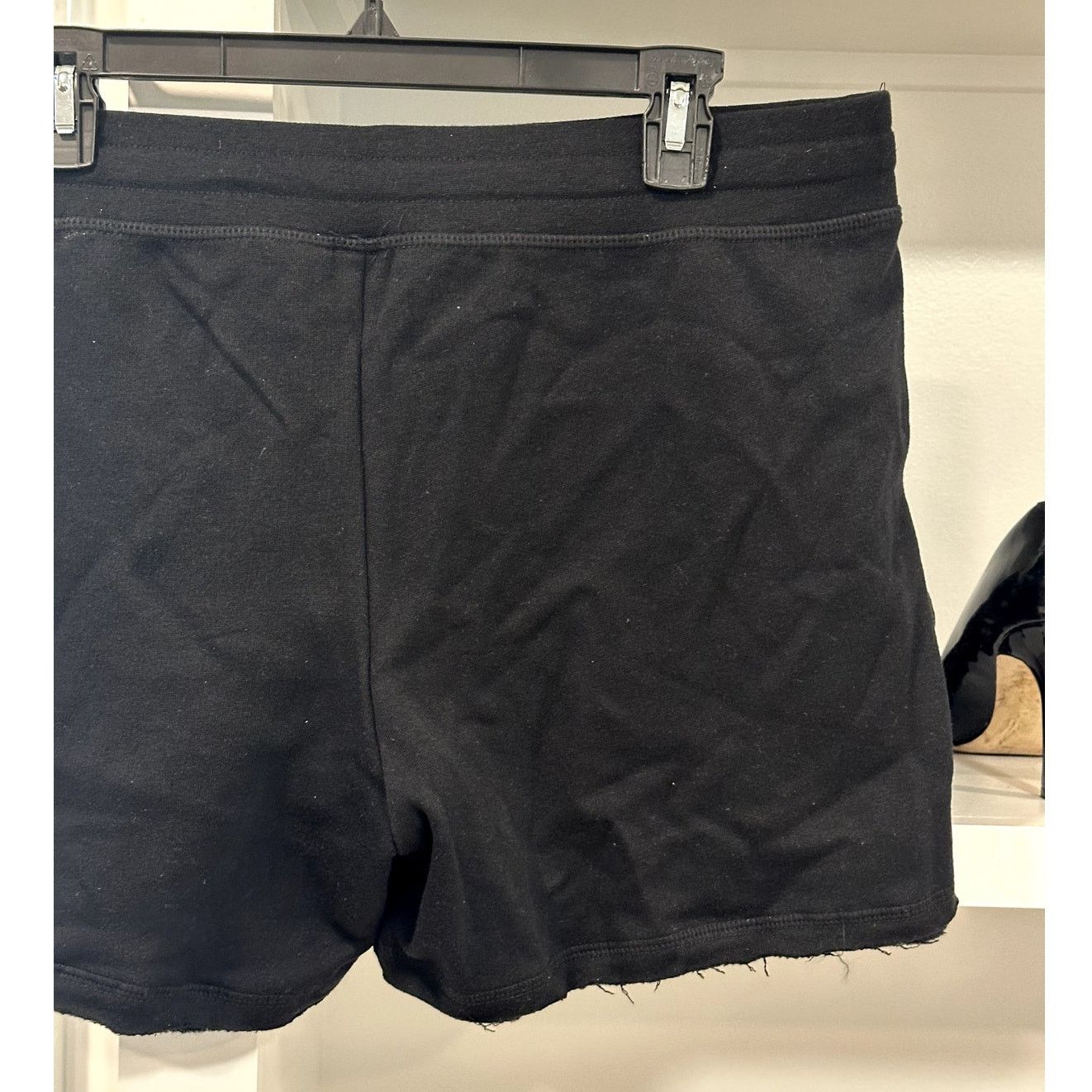 BP. BP. Women's Black Sweat Cut Off Raw Hem Shorts Drawstring L Size 36" / US 14 / IT 50 - 6 Thumbnail