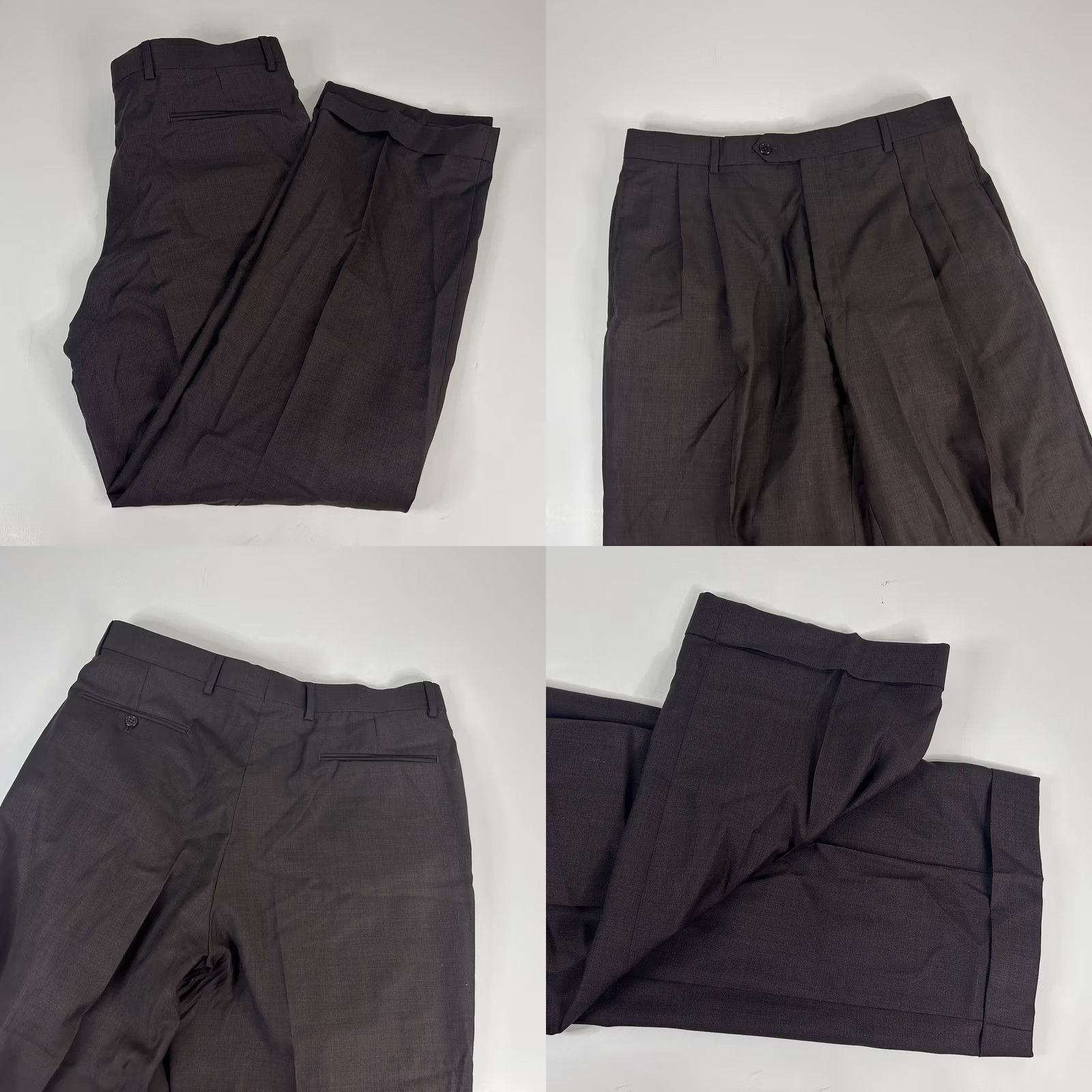 Jos. A. Bank Jos A Bank 44L Suit 34x30 Pleated 100% Wool Brown Two Button Lined Vented Mens Suit Size 34R - 8 Thumbnail