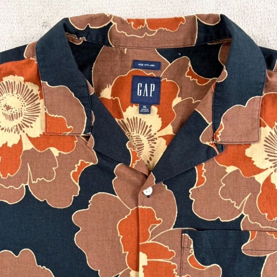 Gap Gap April Bloom Floral Aloha Linen Blend Camp Loop Collar Shirt Men XL Northwest? Size US XL / EU 56 / 4 - 3 Thumbnail