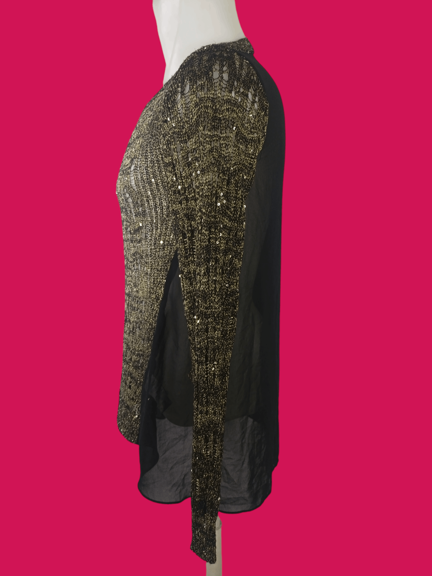 If Six Was Nine × Japanese Brand BESTI BELLI Milan Black Gold Sequin Distressed Knit Size US M / EU 48-50 / 2 - 3 Thumbnail