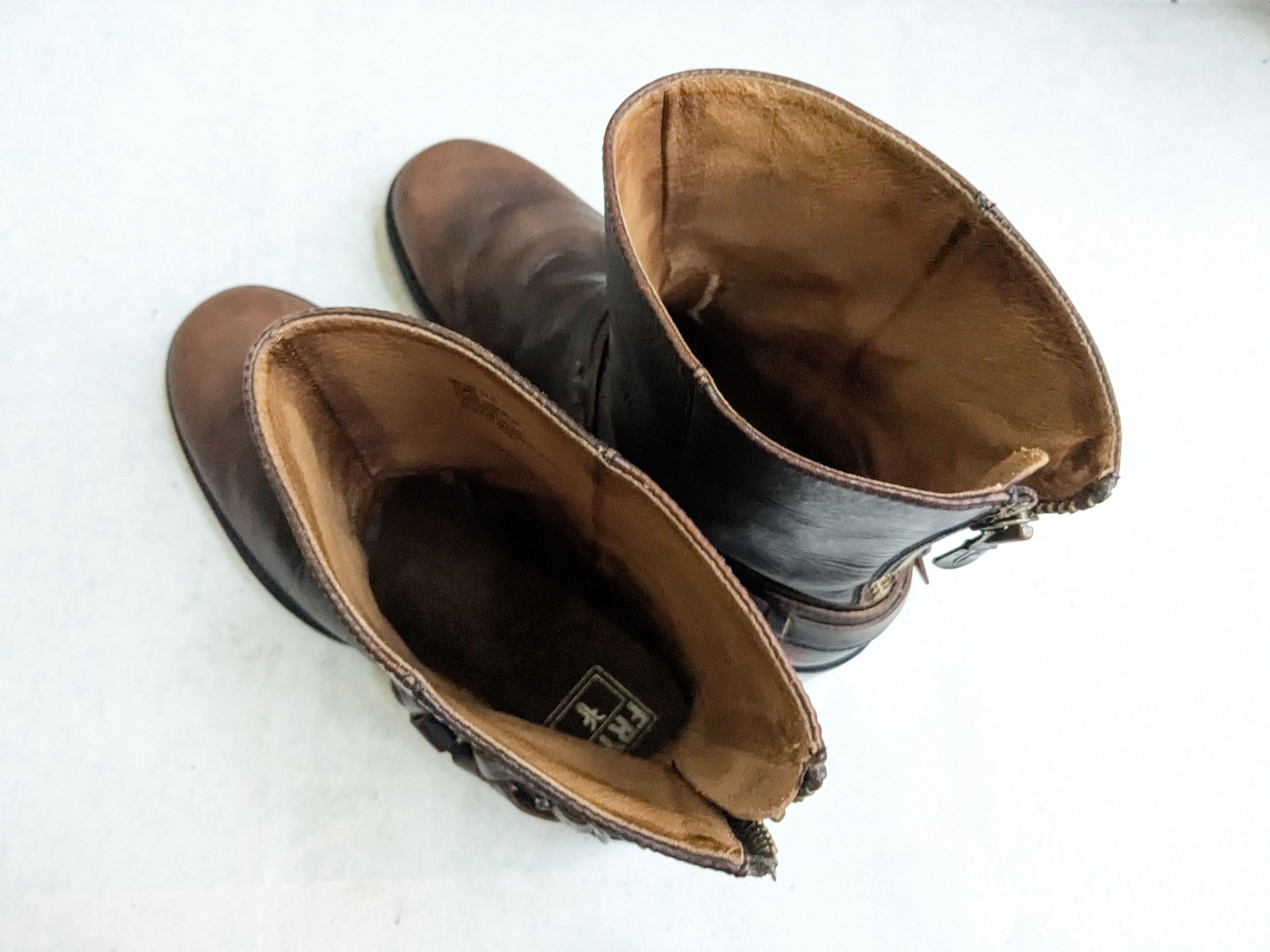 Frye Frye Harness Boots Brown 11.5 Leather Buckle Back Zip Size US 11.5 / EU 44-45 - 13 Thumbnail