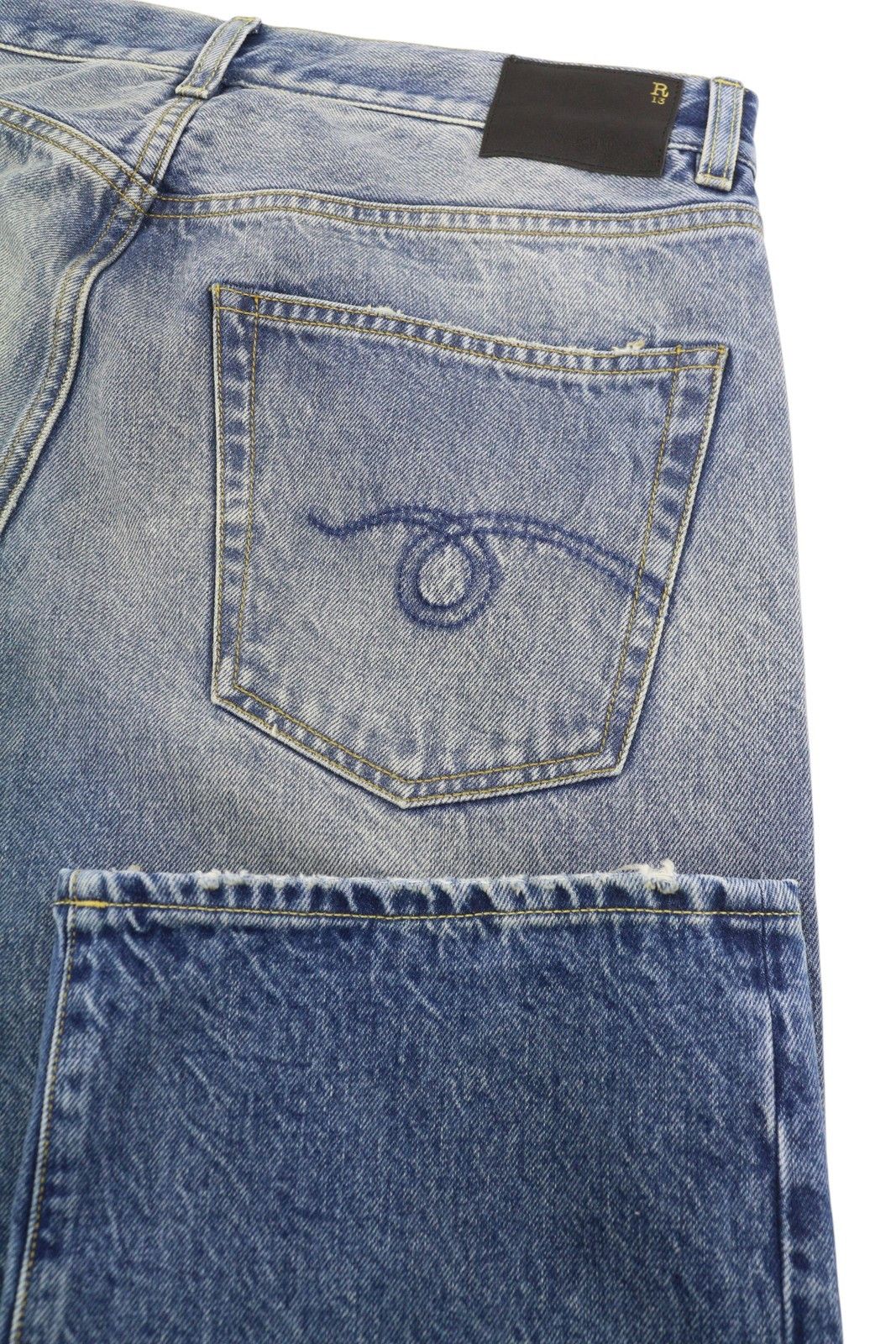R13 CUFFED X-BF 29 Jasper Blue Cropped Jeans 88830 Size 29" - 5 Thumbnail