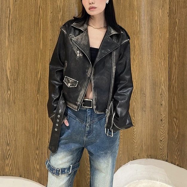 Designer × Vintage Spring Faux Leather Streetwear Vintage Women Zipper Jacket Size M / US 6-8 / IT 42-44 - 6 Thumbnail