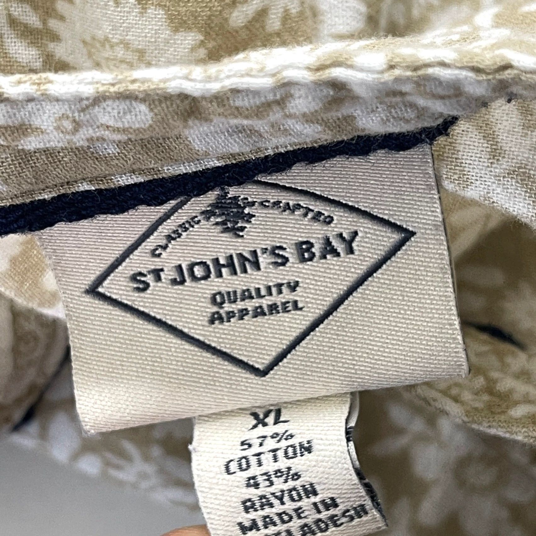 Vintage St Johns Bay Blouse XL Beige White Long Sleeve Floral Cotton Blend Tunic Womens Size XL / US 12-14 / IT 48-50 - 6 Thumbnail