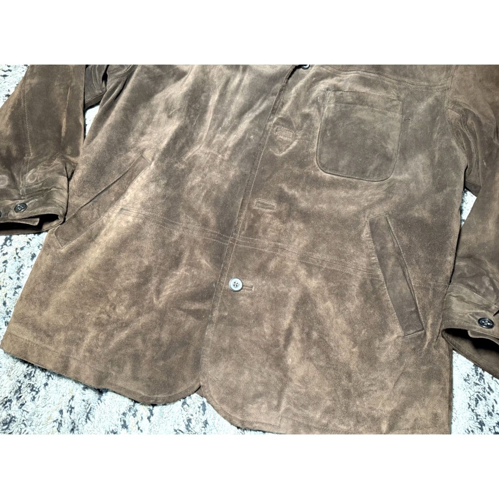 Banana Republic VINTAGE Banana Republic Leather Coat Mens Large Suede Lined Heavy Duty Bomber Jacket Brown 32 in Long 26 in Wide Men’s Regular Size US L / EU 52-54 / 3 - 4 Thumbnail