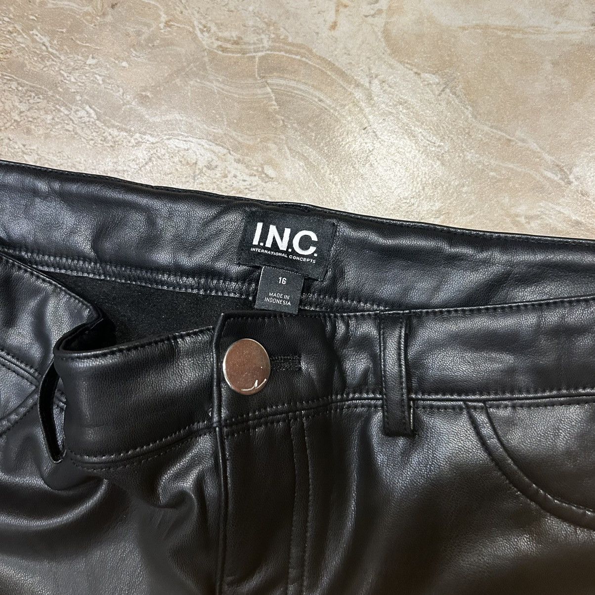 I.N.C INC black leather pants (US 16) Size 38" / US 16 / IT 52 - 3 Thumbnail