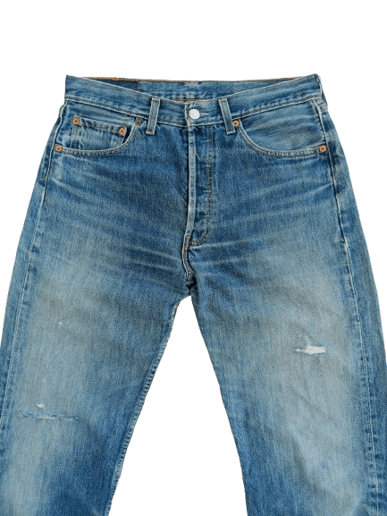Levi's Vintage Clothing Vintage LEVIS 501 Distressed Jean's Blue Denim Made in UK Size US 31 - 3 Thumbnail