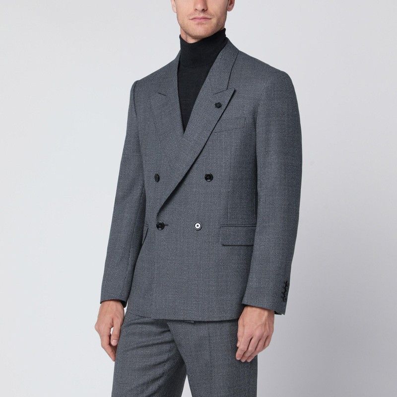 Lardini Lardini Grey Wool Double-Breasted Jacket Size US XL / EU 56 / 4 - 1 Thumbnail