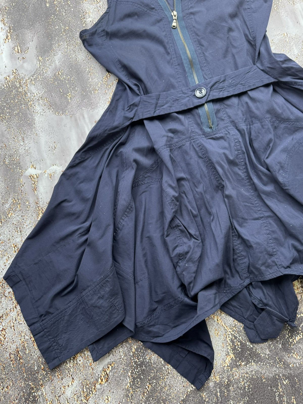 Japanese Brand × Vintage Vintage Gothic Zipped Super Flared Mini Dress Size L / US 10 / IT 46 - 2 Thumbnail