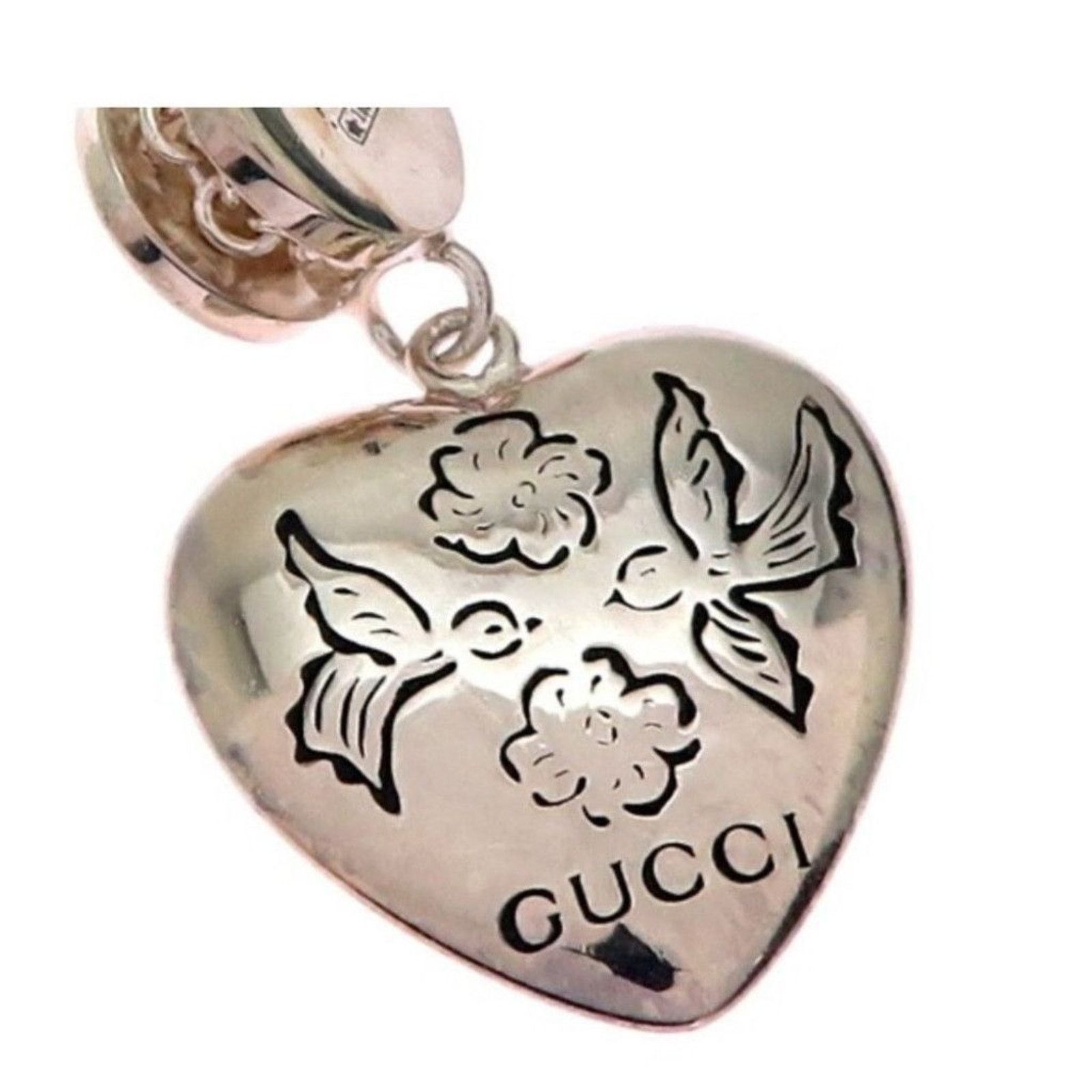 Gucci Gucci Sterling Silver Heart Necklace Pink Green Size ONE SIZE - 8 Thumbnail