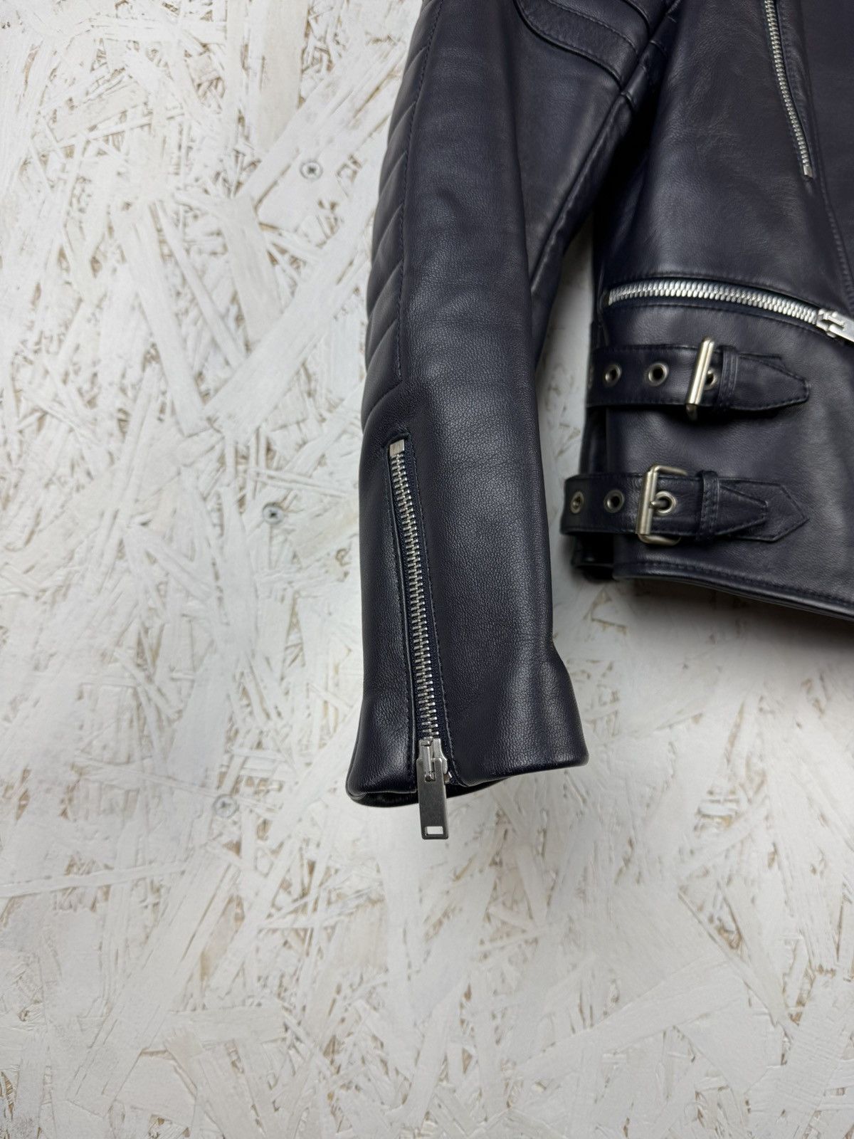 Celine Celine Phoebe Philo Sheepskin Leather Biker Jacket Dark Navy Size XS / US 0-2 / IT 36-38 - 4 Thumbnail