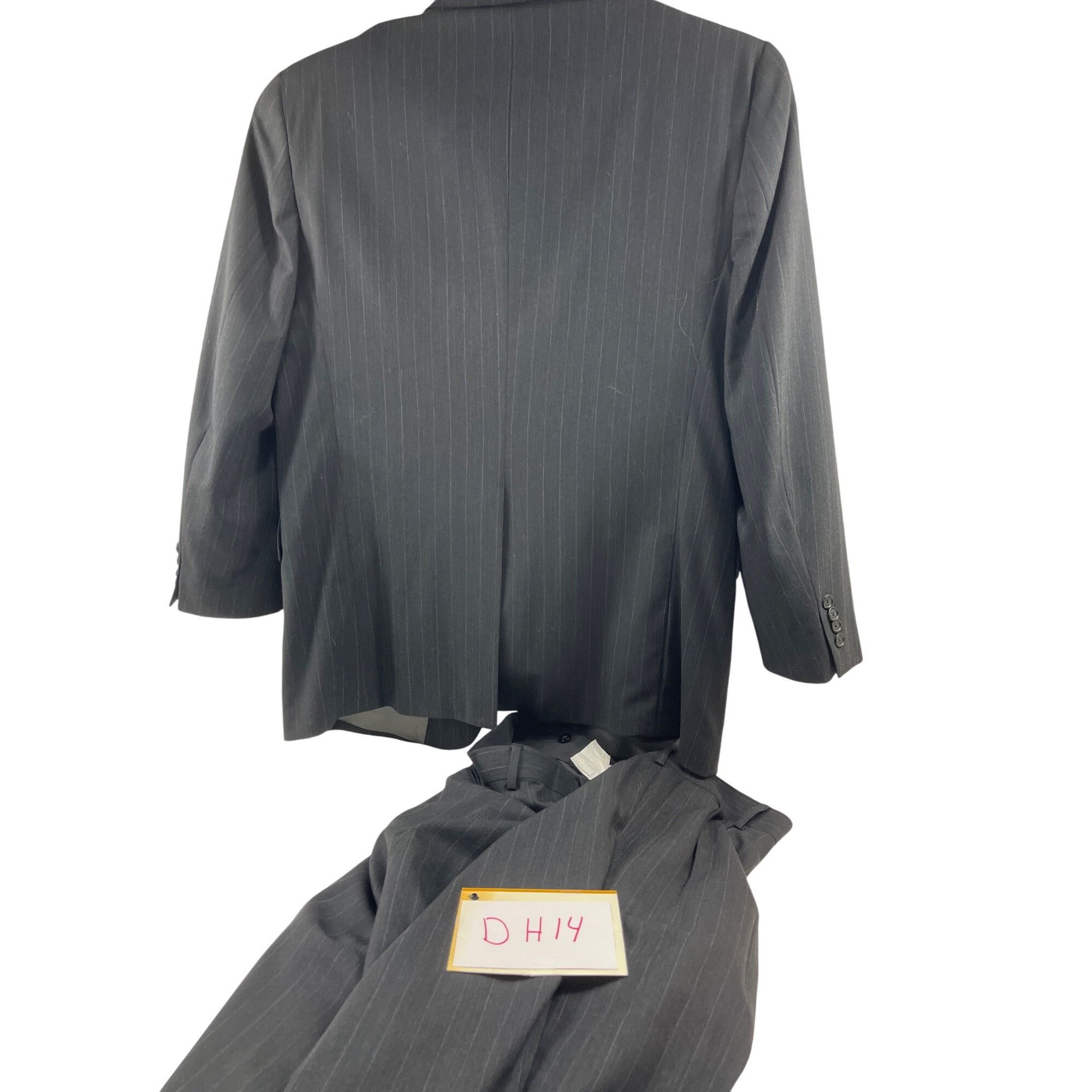 Other Mens Pinstripe Suit Jacket & Pants Set 2-Button Gray Classic Size 40L - 20 Thumbnail