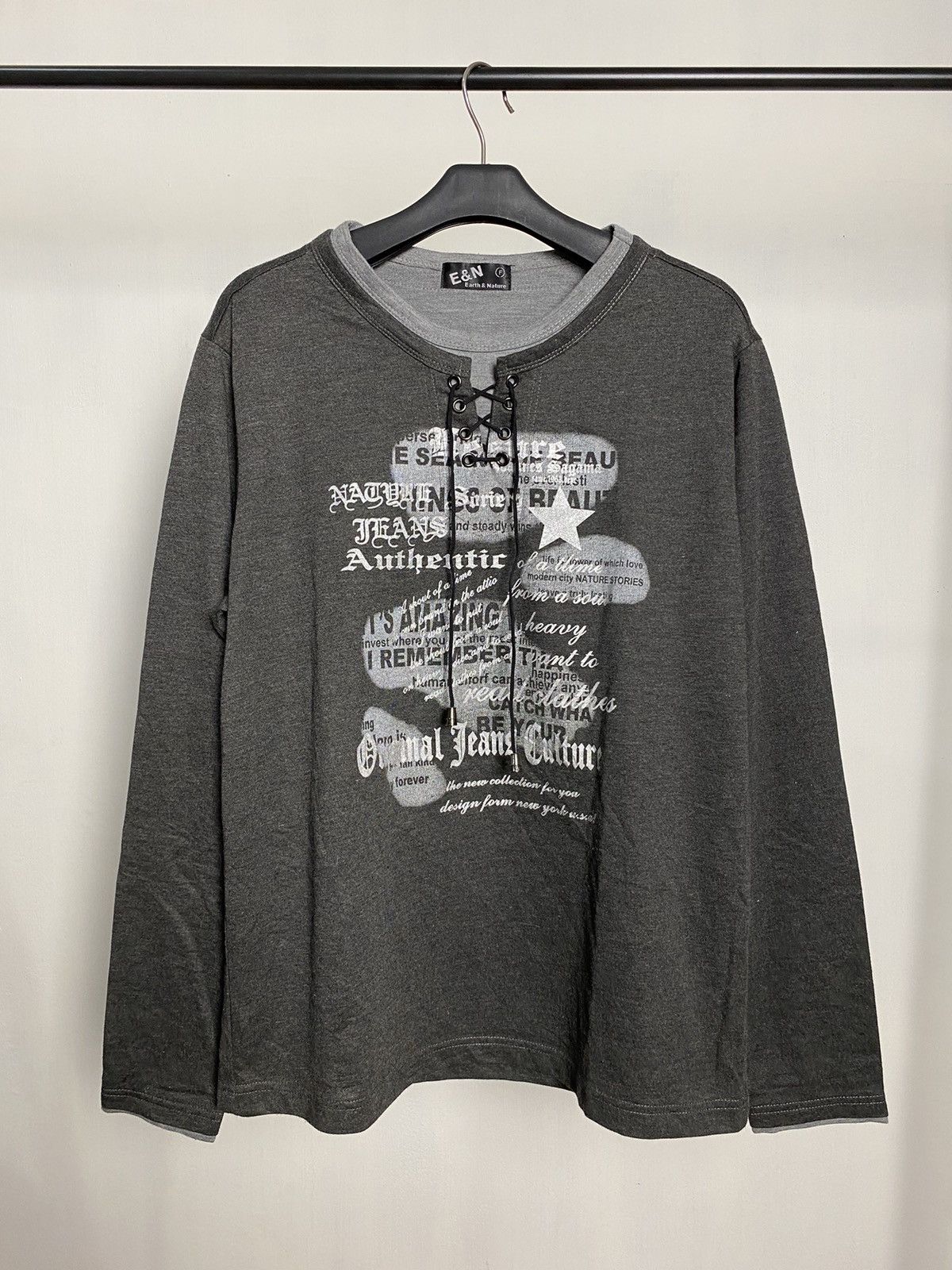 Beauty Beast × Hysteric Glamour × Japanese Brand Earth & Nature Jpn Poem Laces Up Longsleeve Size US L / EU 52-54 / 3 - 1 Thumbnail