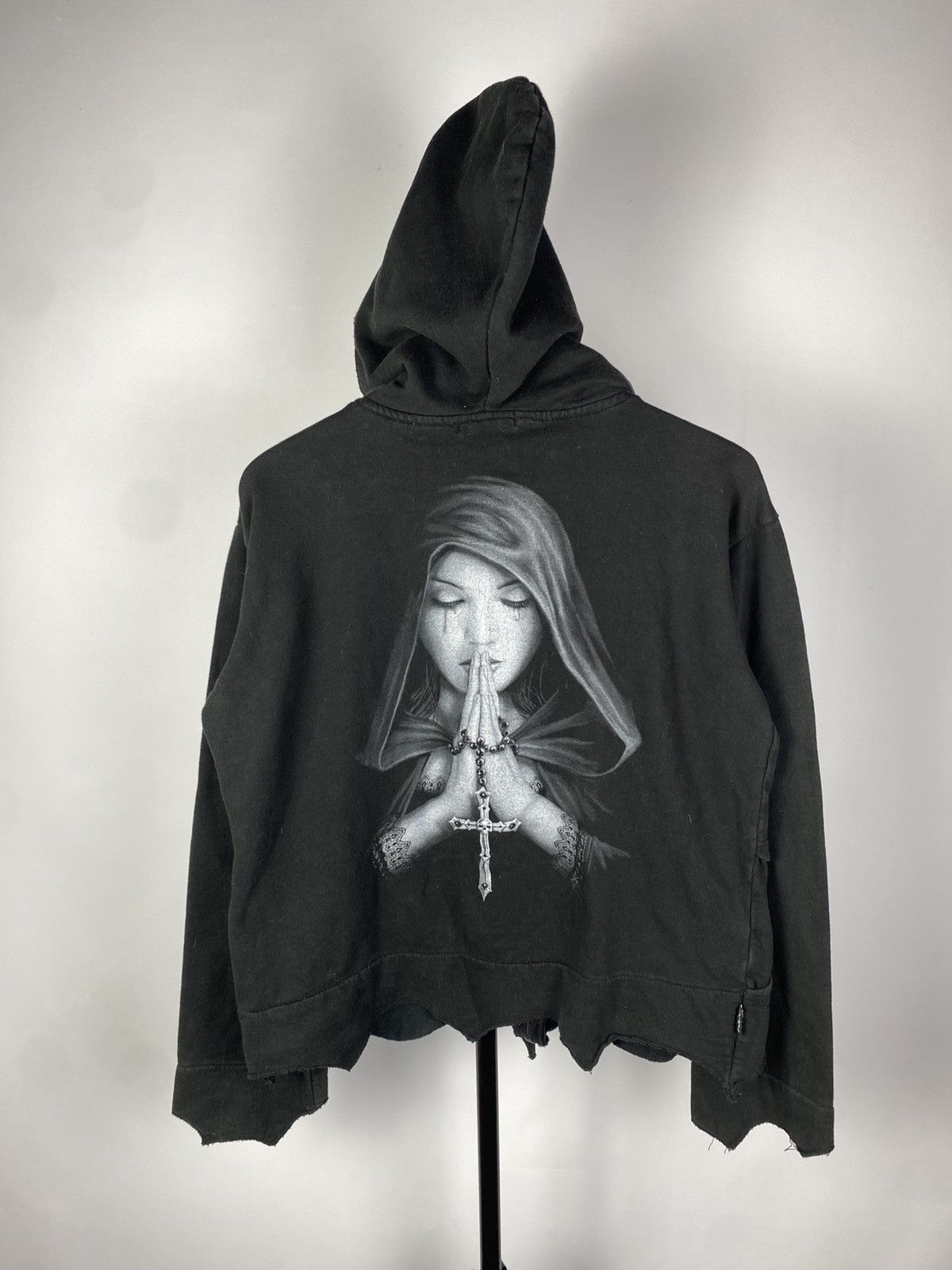 Japanese Brand × Vintage Vintage Y2K Faded Gothic punk Spiral Hoodie Size XL / US 12-14 / IT 48-50 - 1 Thumbnail