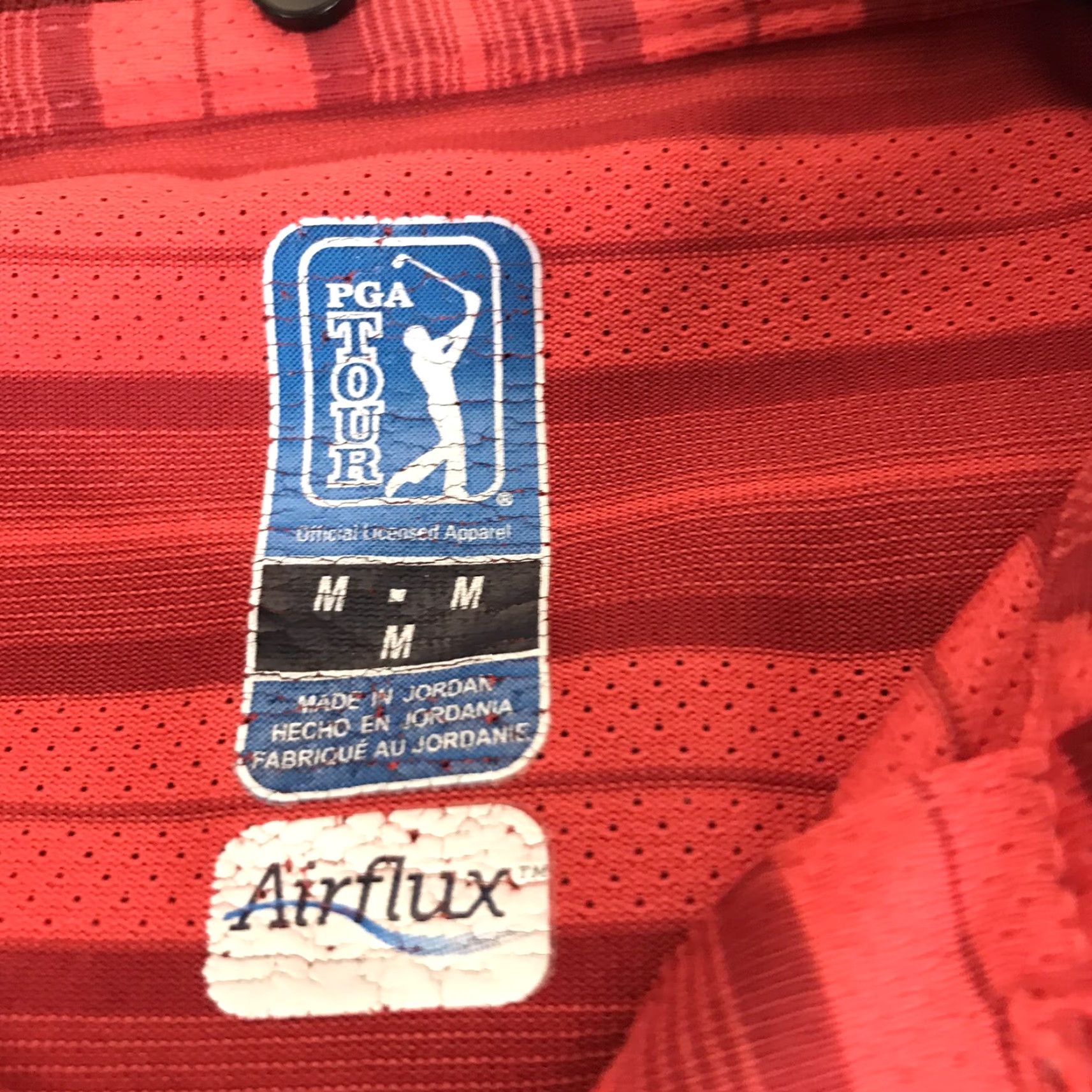 PGA Tour PGA TOUR Airflux Red Striped Polo Shirt Mens Size M, Breathable Lightweight Activewear, Golf Size US M / EU 48-50 / 2 - 3 Thumbnail