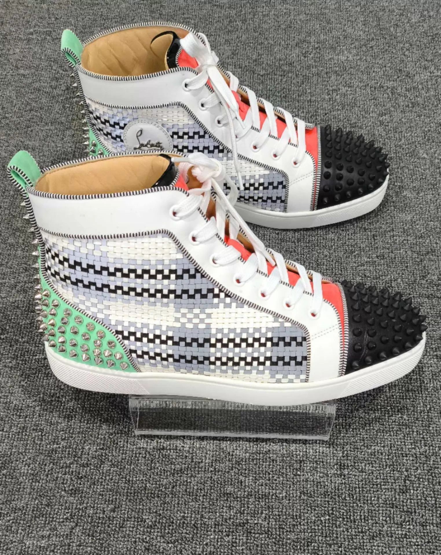 Christian Louboutin CL Woven Rivet High-Top Sneaker 99 New 43 Size US 10 / EU 43 - 4 Thumbnail