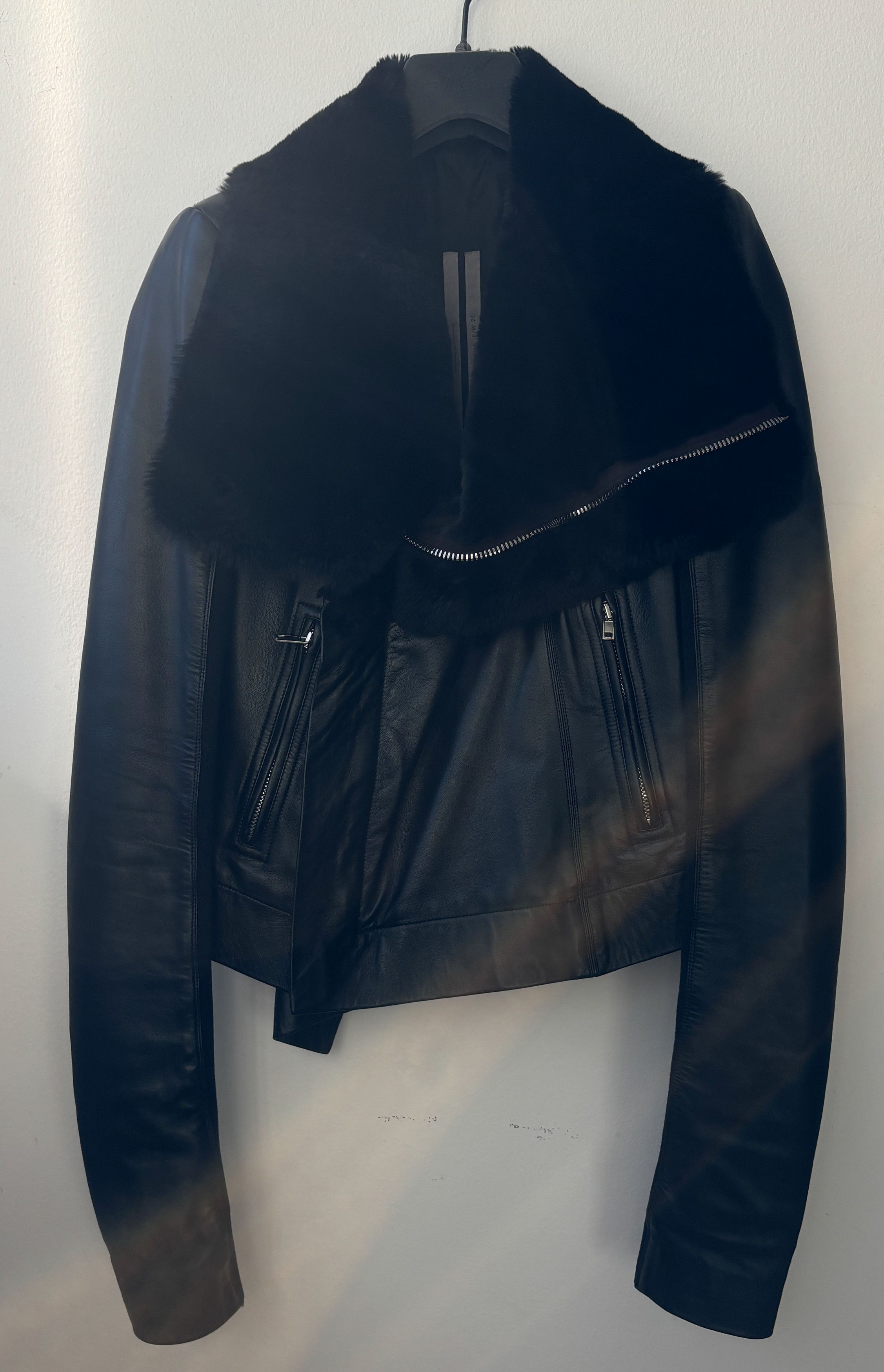 Rick Owens Rick Owens Black Lambskin&Fur Classic Biker Jacket IT38 Size XS / US 0-2 / IT 36-38 - 10 Thumbnail