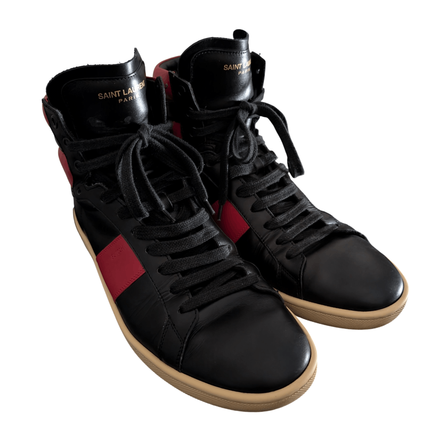 Saint Laurent Paris Saint Laurent SL/02H High-Top Sneakers Black/Red Size US 9 / EU 42 - 2 Thumbnail