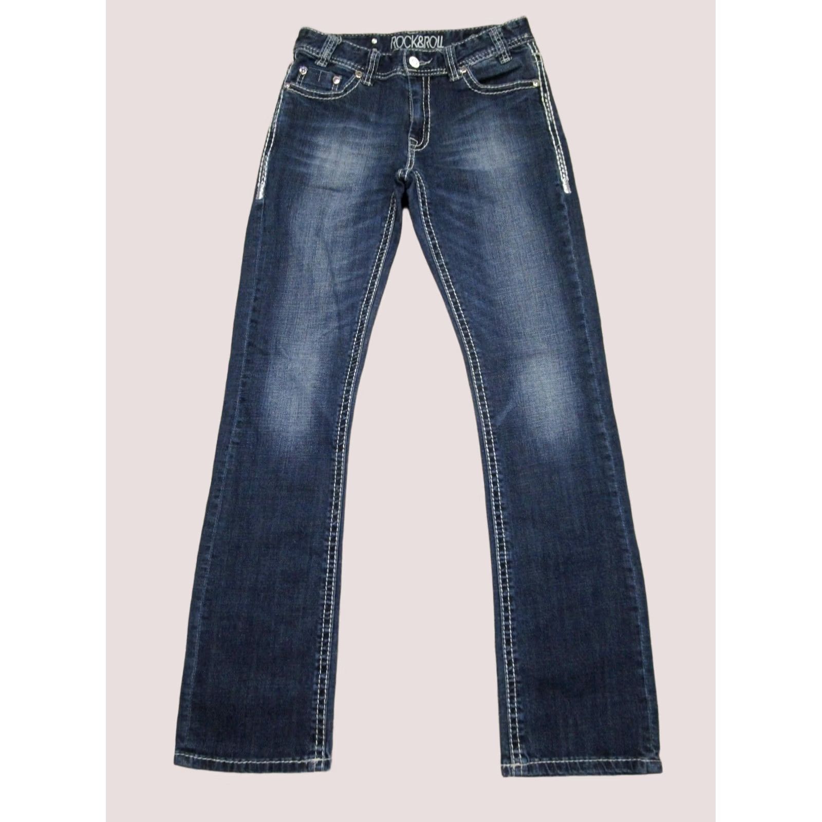 Vintage Rock And Roll Cowgirl Jeans Women 26x34 Blue Low Rise Boyfriend Bootcut Dark Wash Rock And Roll Cowgirl Jeans Men/Women? Size 26" / US 2 / IT 38 - 1 Thumbnail