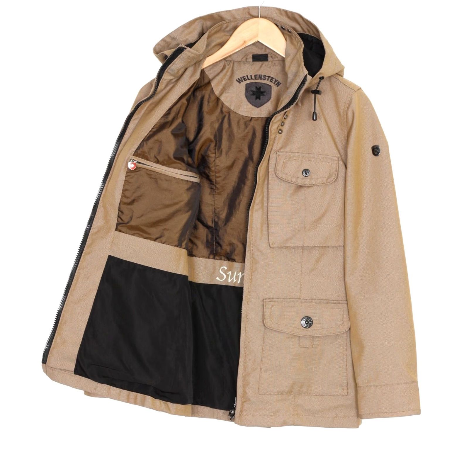 Vintage WELLENSTEYN SUNRISE Jacket Women S Hooded Windproof Waterproof Beige MJ2838 Size S / US 4 / IT 40 - 2 Thumbnail
