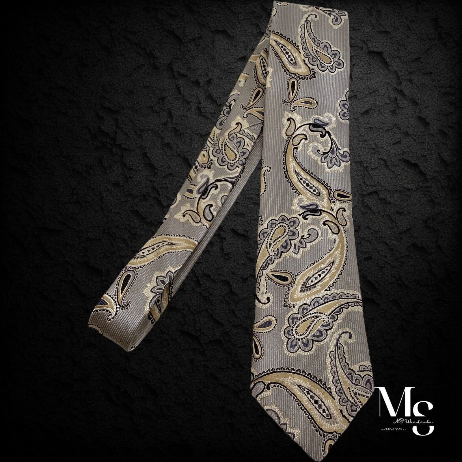 Other ORVIETO Beige Paisley Silk Tie W: 3.4" EX COND Size ONE SIZE - 6 Thumbnail