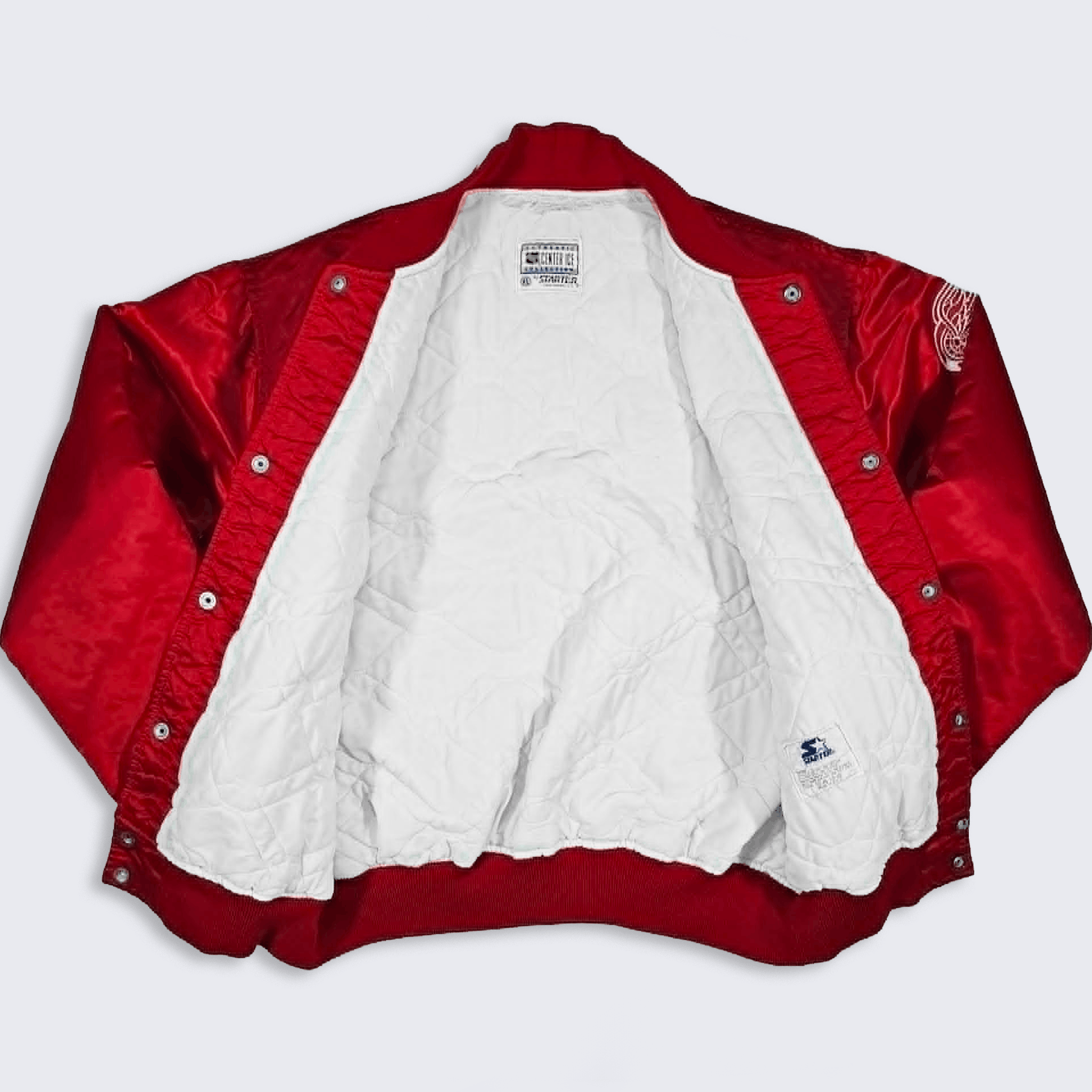 NHL Detroit Red Wings Vintage 80s Starter Satin Bomber Jacket Size US XL / EU 56 / 4 - 3 Thumbnail