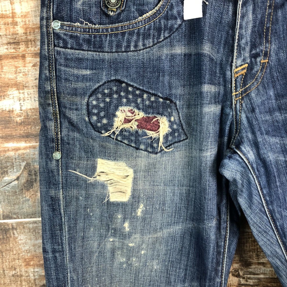 Jimmy Taverniti DLL Jimmy Taverniti Blue Distressed Denim Pants #C135 Size US 31 - 9 Thumbnail