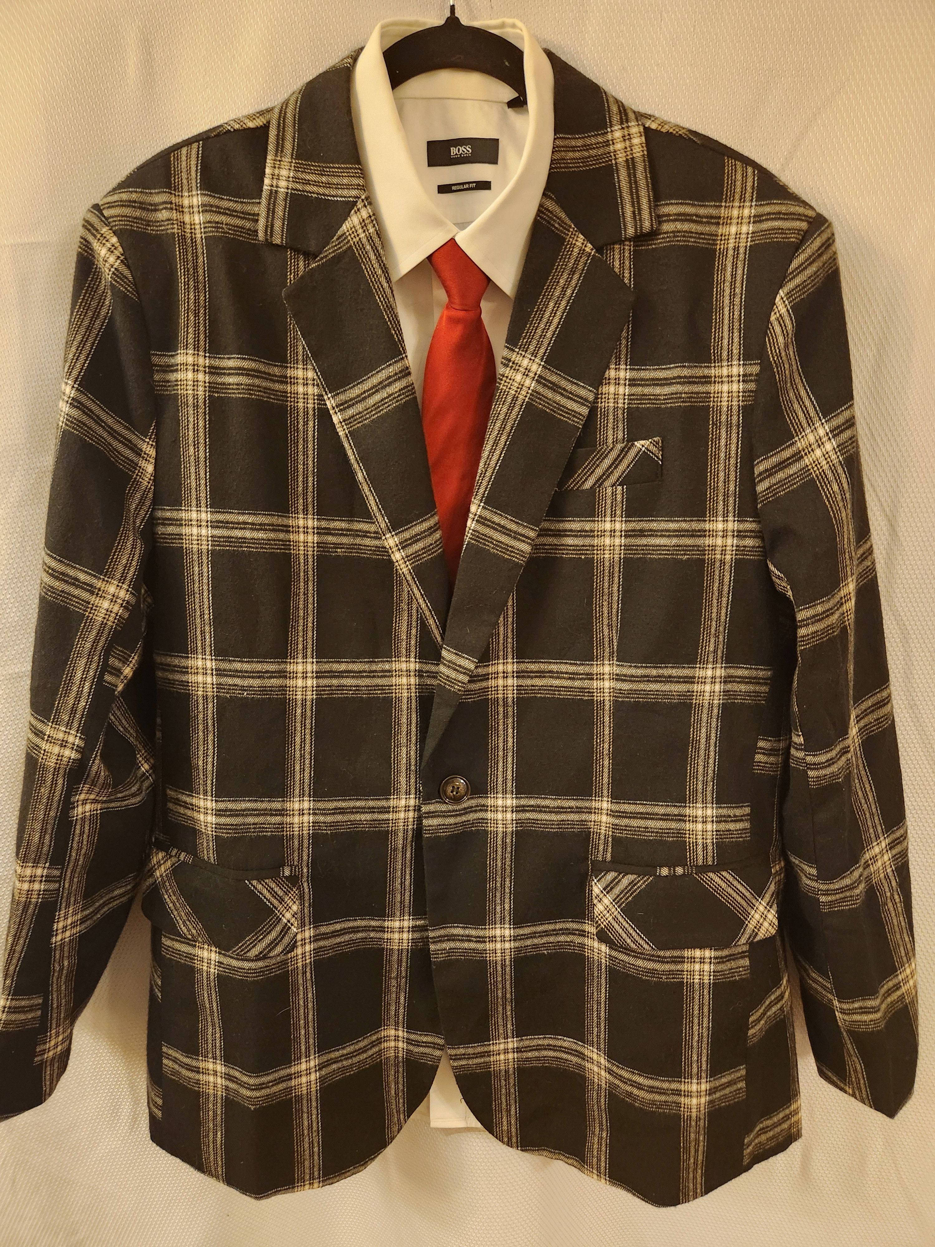 Other NWOT Men's Black and Gray Plaid Blazer Size 46R - 1 Thumbnail