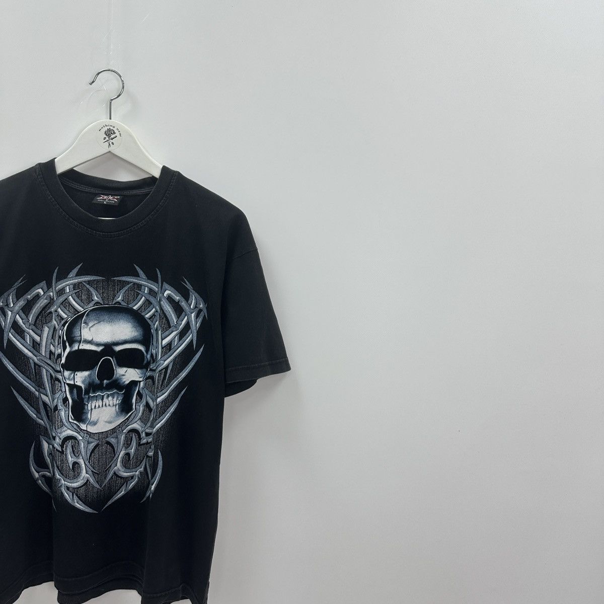Vintage Vintage 90s Washed Skull Print aop tee hype y2k skeleton og Size US L / EU 52-54 / 3 - 2 Thumbnail