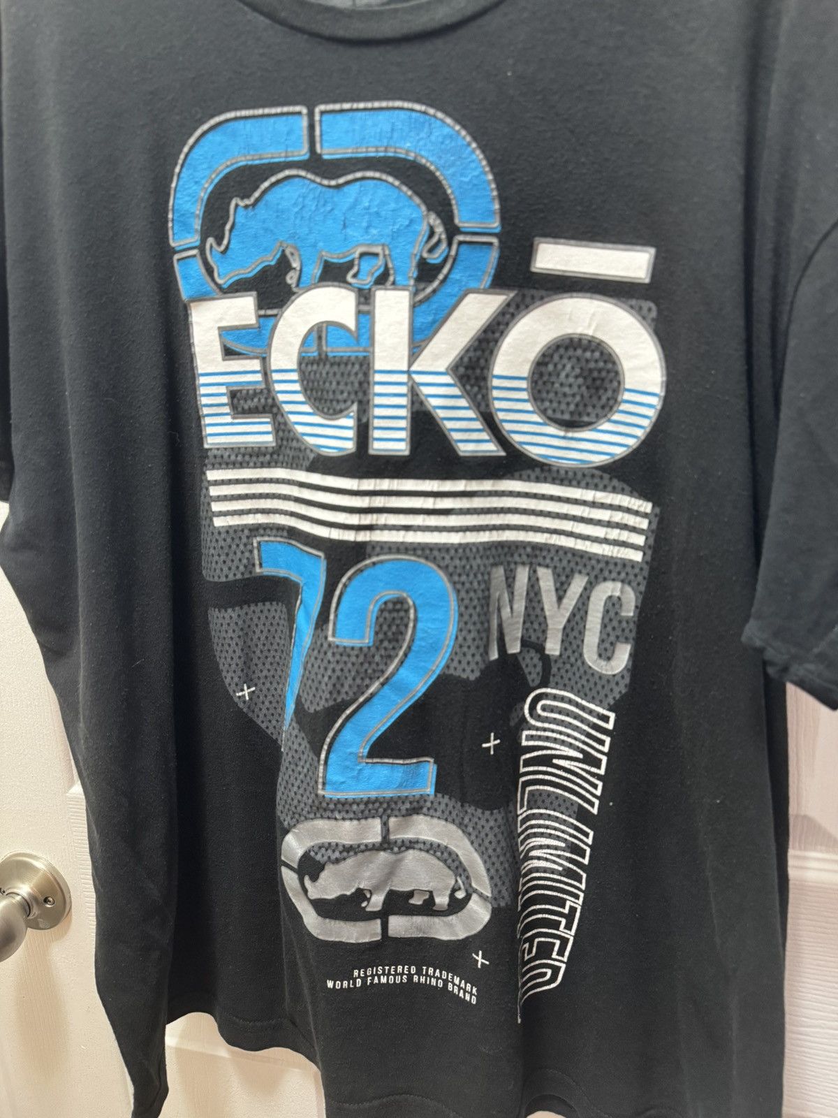 Ecko Unltd. Ecko Unltd. Y2 NYC Vintage 2000s Blue Rhino Black T-Shirt Size US XXL / EU 58 / 5 - 2 Thumbnail
