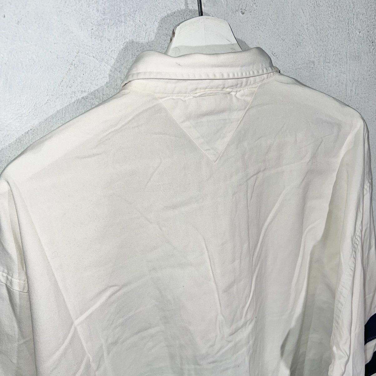 Tommy Hilfiger × Vintage 90s vintage Tommy Hilfiger button up white navy long sleeve Size US L / EU 52-54 / 3 - 8 Thumbnail