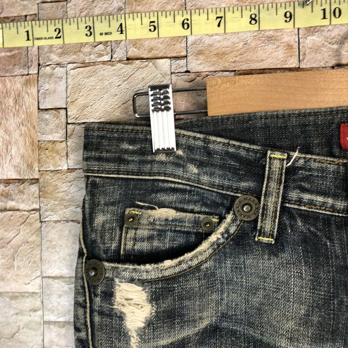 Japanese Brand Maraxia Black Distressed Denim Pants #A1015 Size 27" / US 4 / IT 40 - 7 Thumbnail