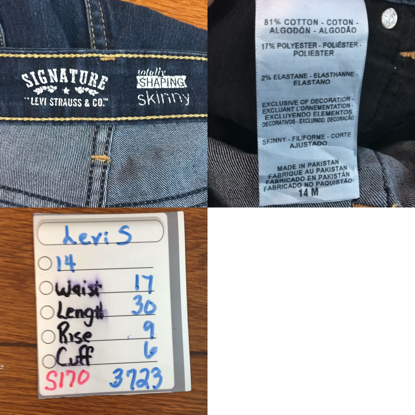 Levi's Levi's Signature Jeans Denim Skinny Blue 34x30 Womens 14 M Shaping Regular Rise 5-Pocket Belt Loops 81% Cotton 17% Polyester 2% Elastane Size 36" / US 14 / IT 50 - 8 Thumbnail