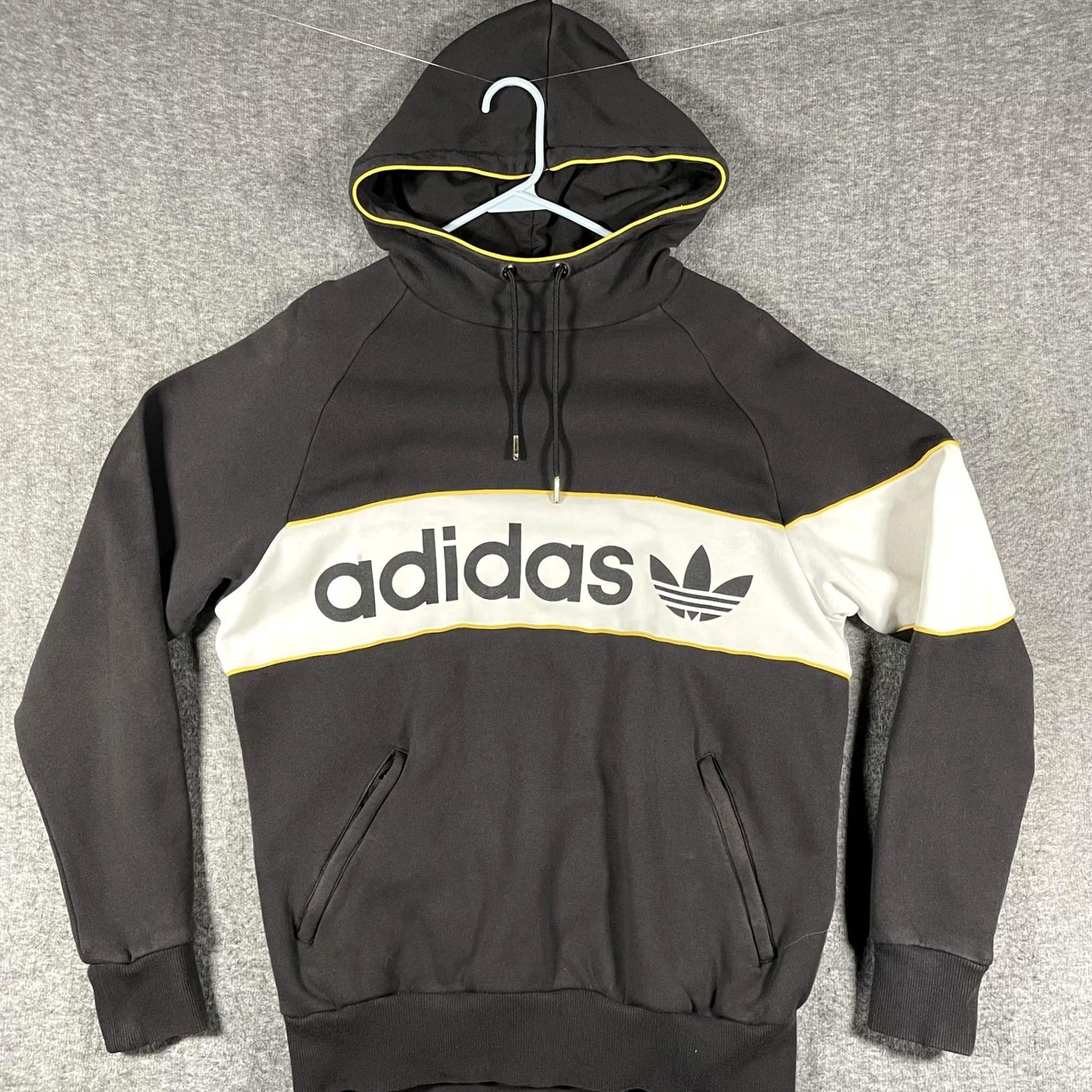Adidas Adidas Originals Hoodie Mens Large Black Trefoil Logo Pullover Fleece Stripe Size US L / EU 52-54 / 3 - 2 Thumbnail