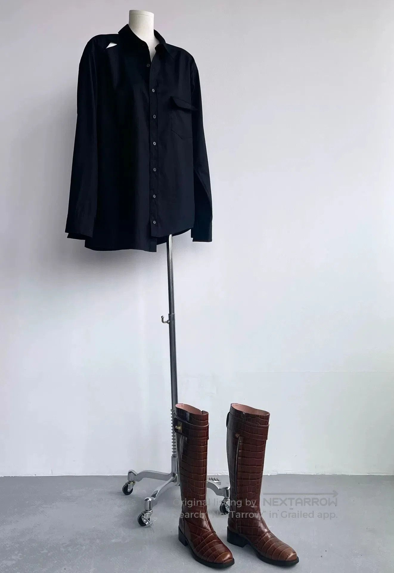 Sulvam Stylish Black Irregular Cut Shirt. Size US M / EU 48-50 / 2 - 2 Thumbnail