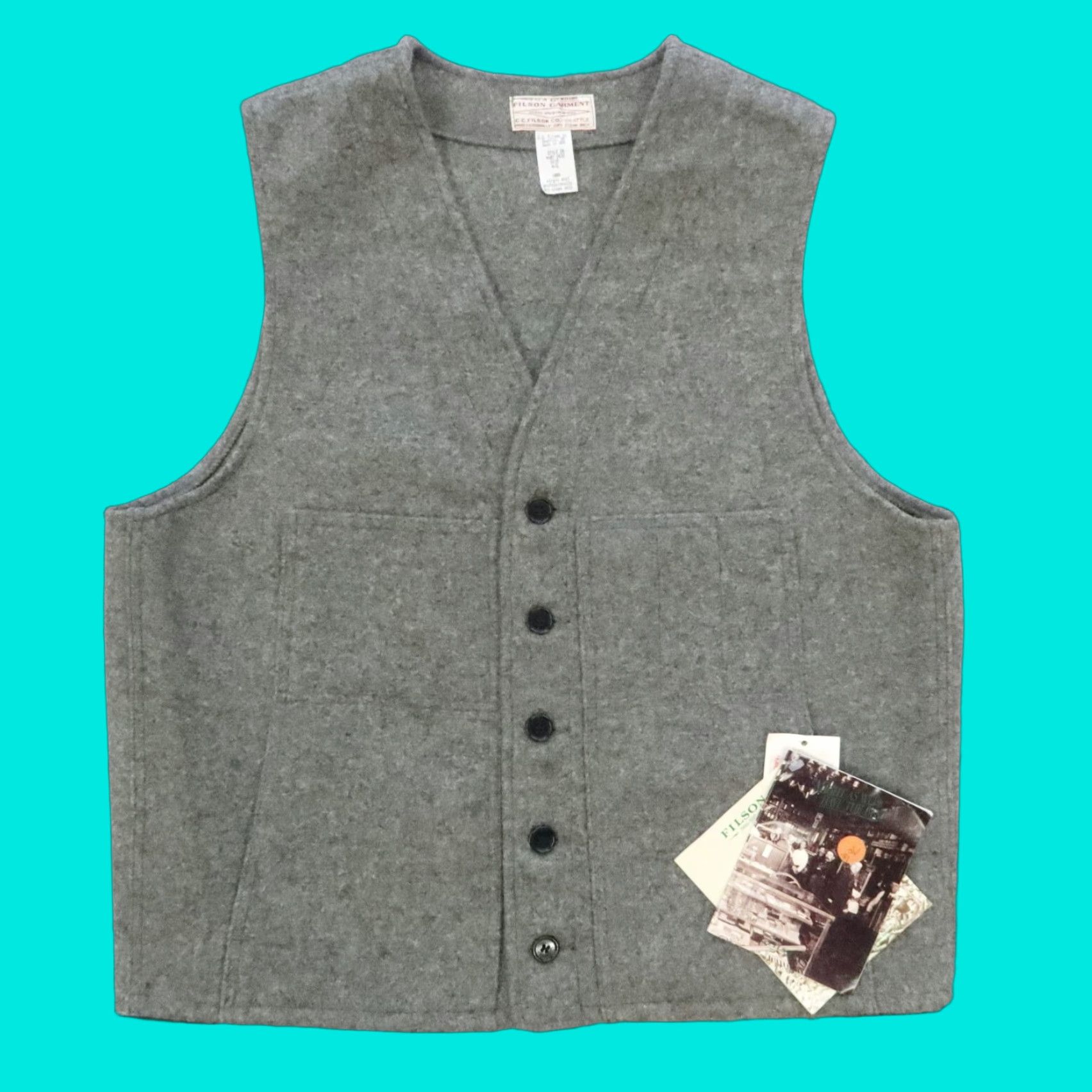 Filson VINTAGE Deadstock Filson Style 20 Wool Mackinaw Cruiser Vest 46 Gray NEW Men Size 46 Vest Size US S / EU 44-46 / 1 - 1 Thumbnail