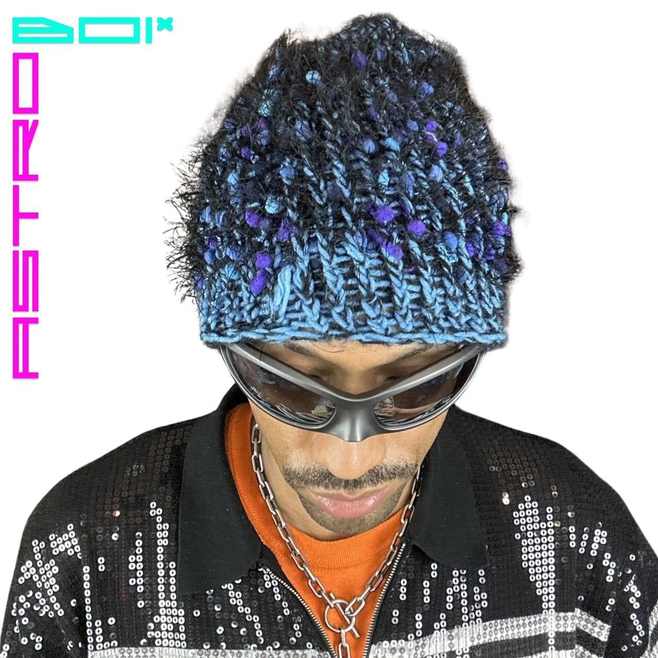 2-Tone Ribbed Beanie Fuzzy, Taupe Ecru