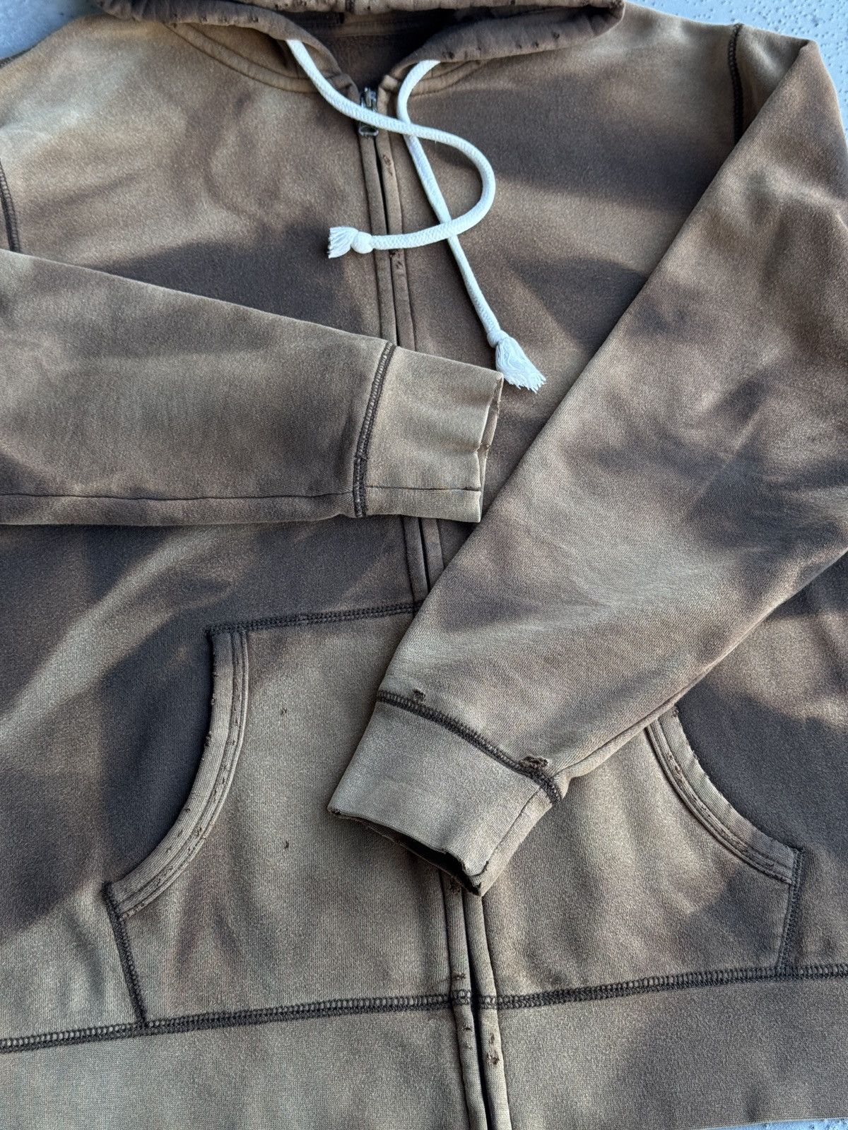 Vintage Faded distressed hoodie brown full zip vintage M-L Size US M / EU 48-50 / 2 - 11 Thumbnail