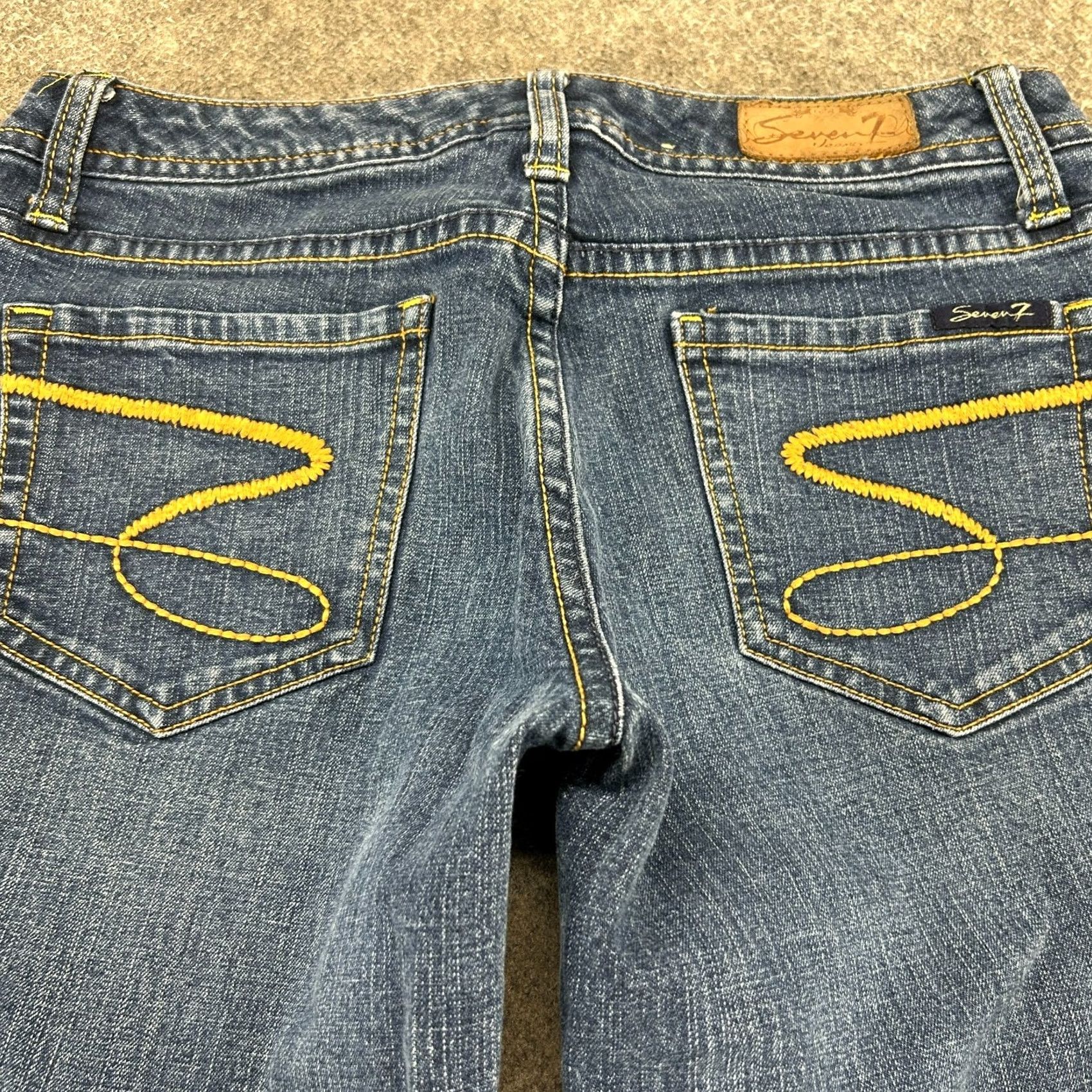 Vintage VINTAGE Seven7 Jeans Womens 27 Blue Flare Dark Wash Cotton Stretch Flex Y2K Jeans Menus? Size 27" / US 4 / IT 40 - 6 Thumbnail